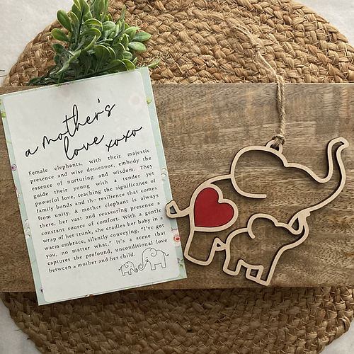 A Mother's Love Elephant Ornament and Story Card