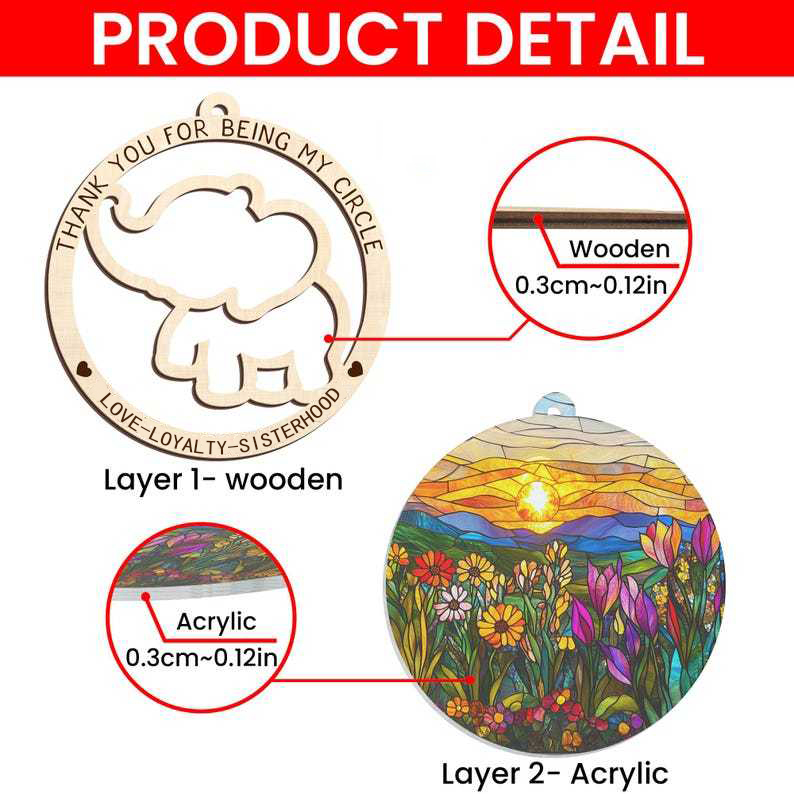 Elephant Friendship Suncatcher Ornament - Sisterhood Ornament