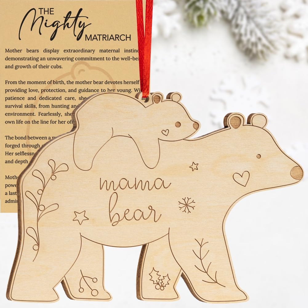 Mama Bear Wooden Ornament with Story Card