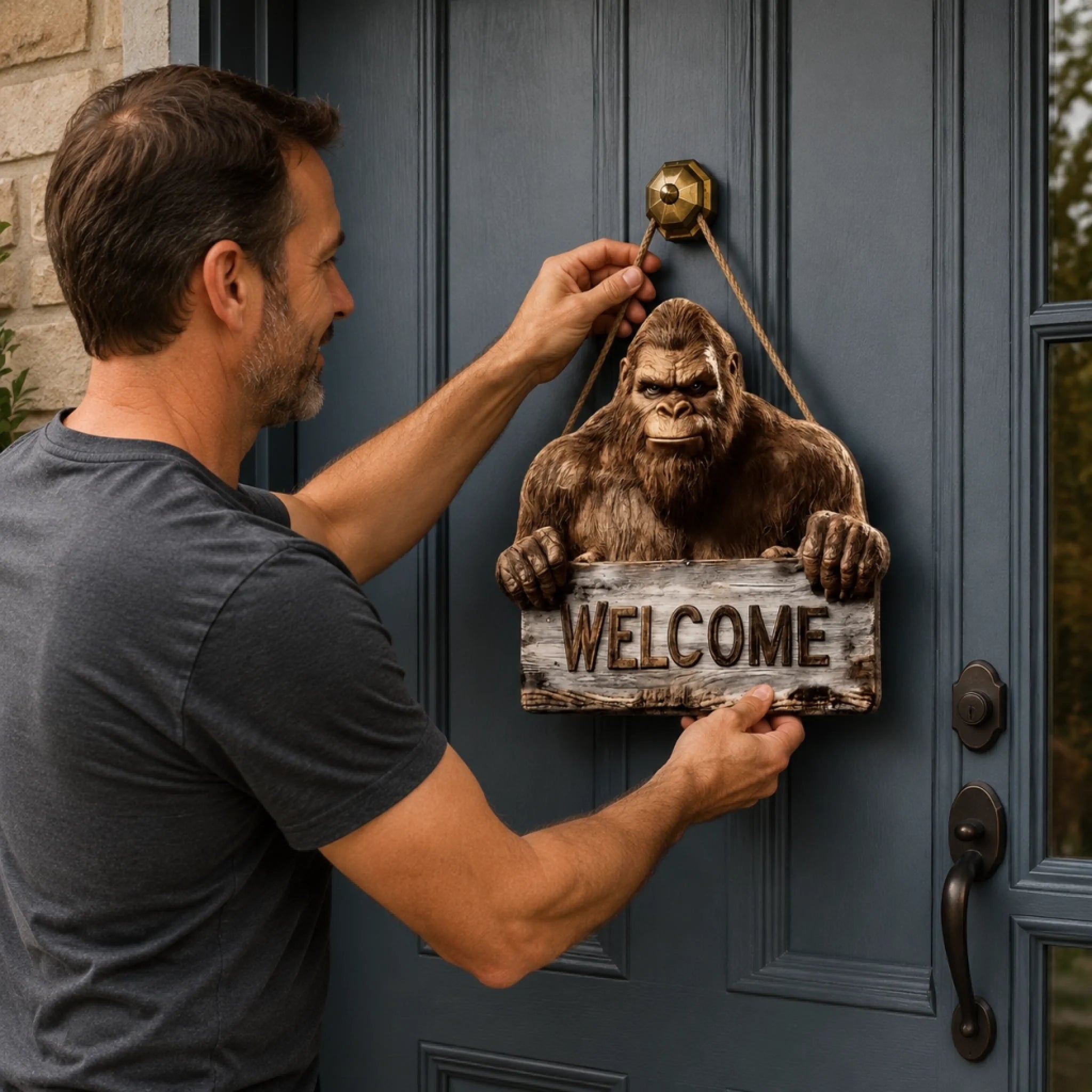 Bigfoot Welcome Wooden Sign - Gift For Bigfoot Lovers