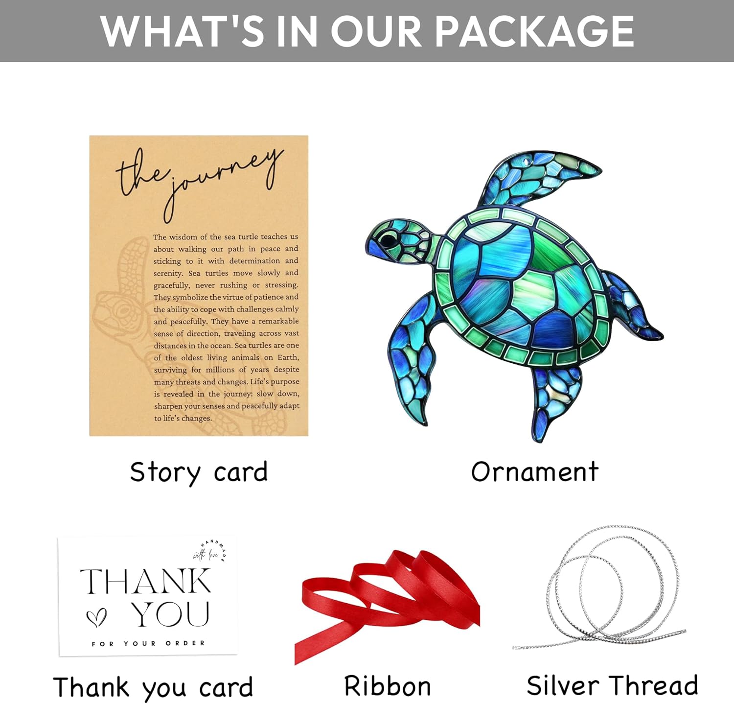 Sea Turtle Acrylic Suncatcher Ornament with Story Card