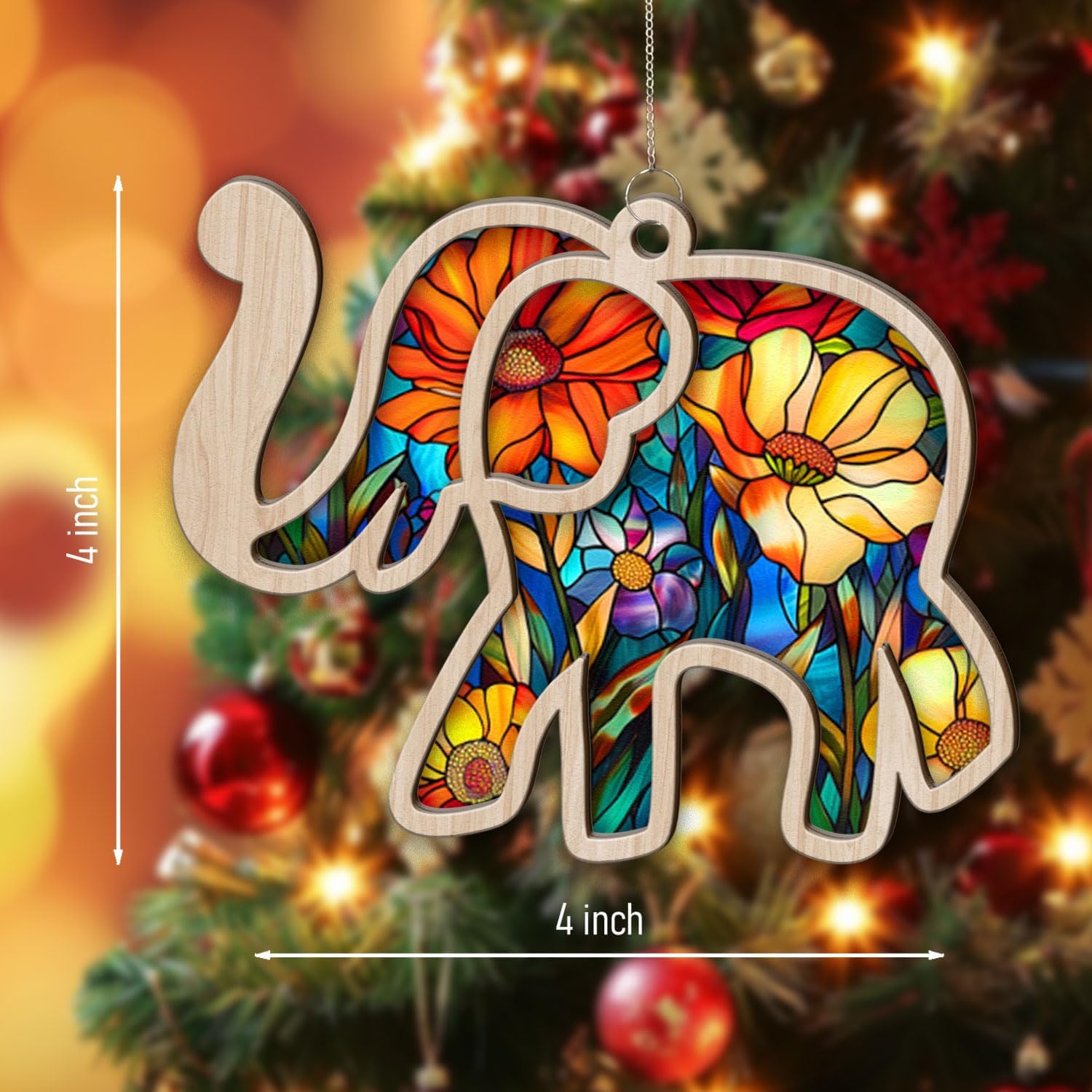 Friendship Elephant Flowers Suncatcher with Story Card