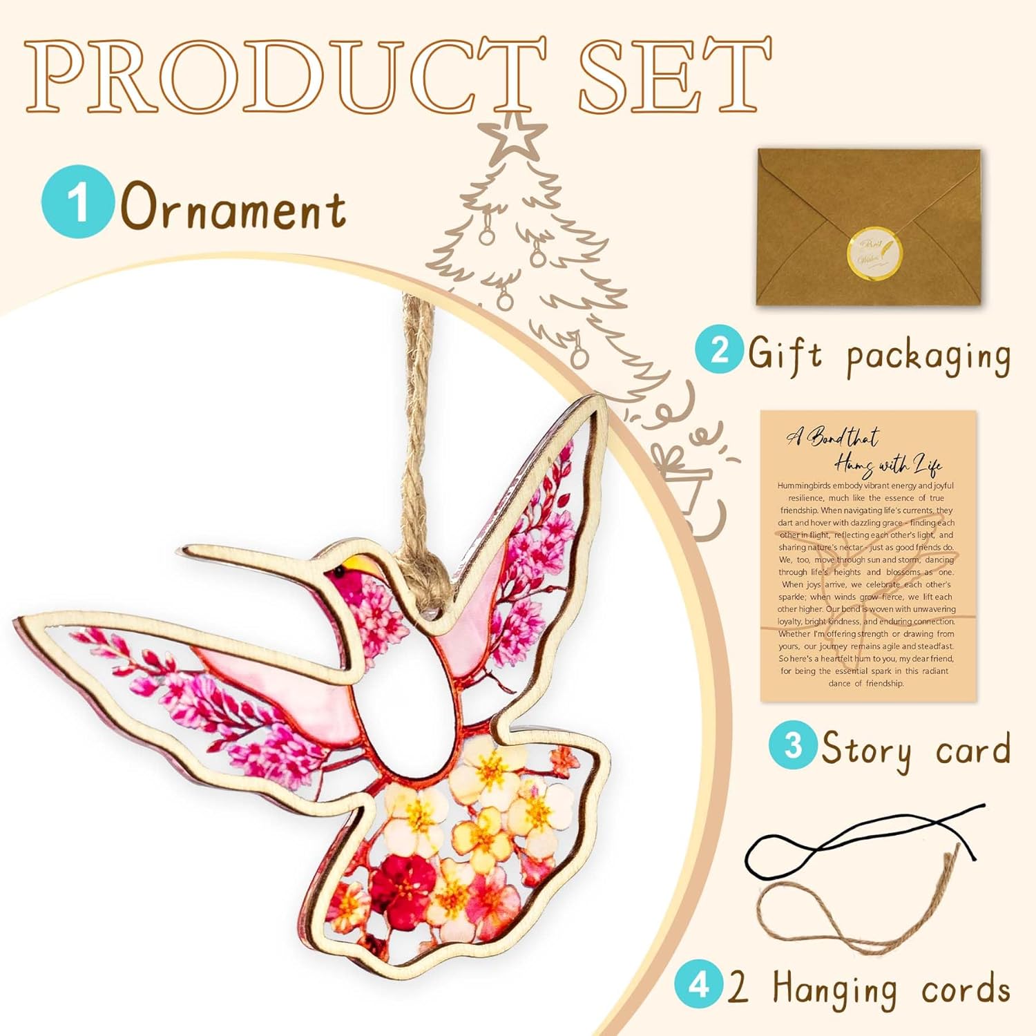 Hummingbird Ornament Decor with Story Card