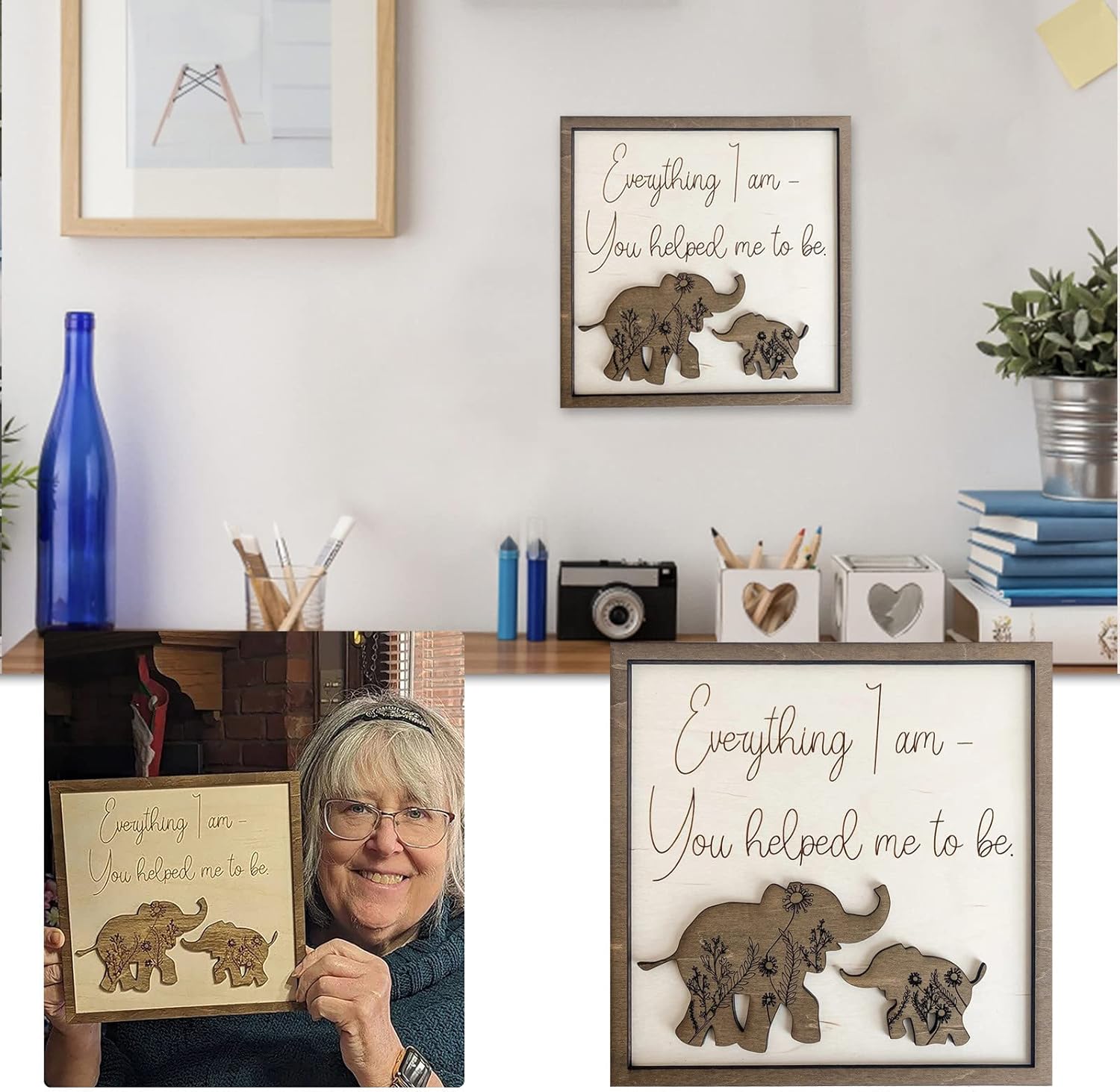 Mothers Day Photo Elephant Photo Frame Wooden Photo Frame Decoration