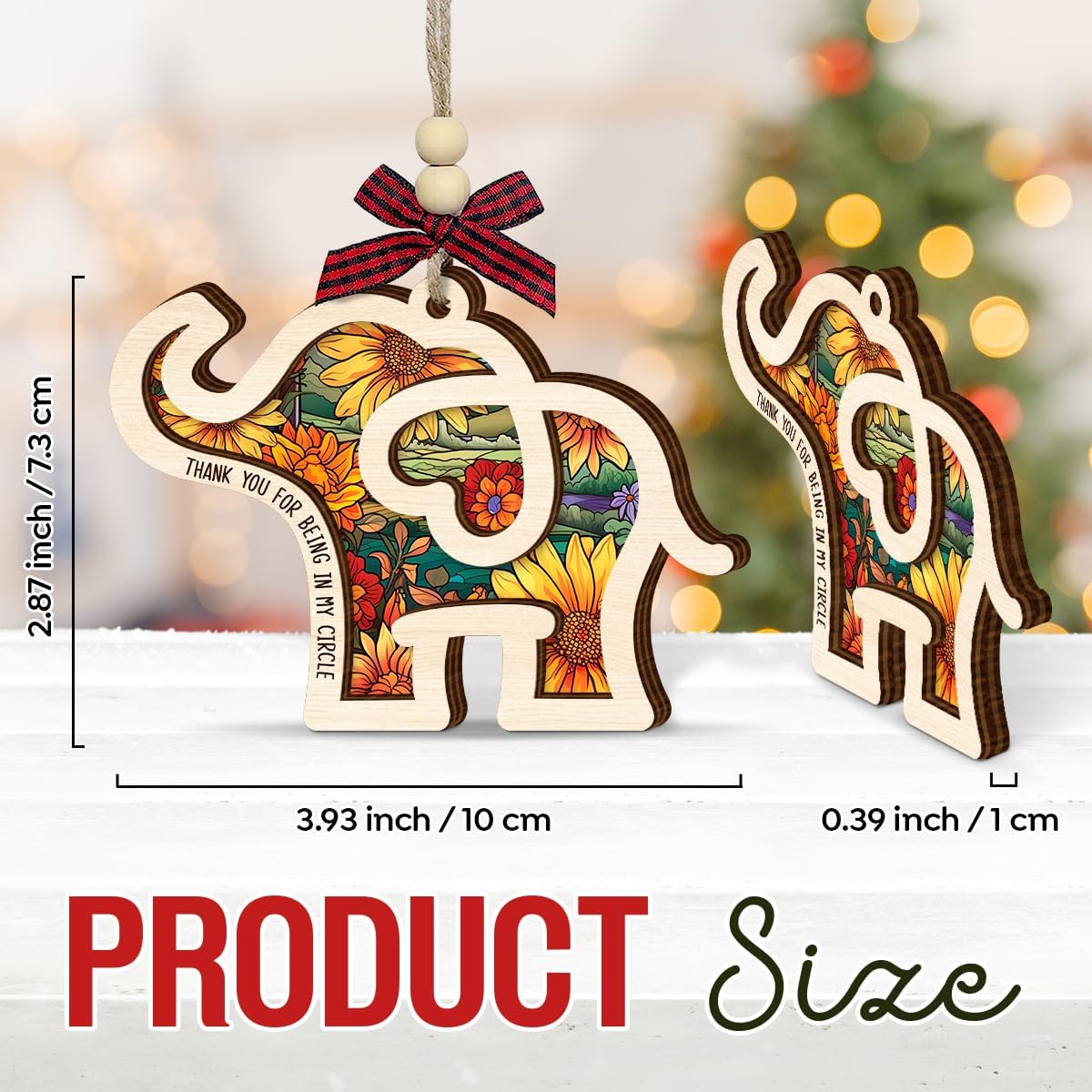 Wooden Best Friend Elephant Ornament