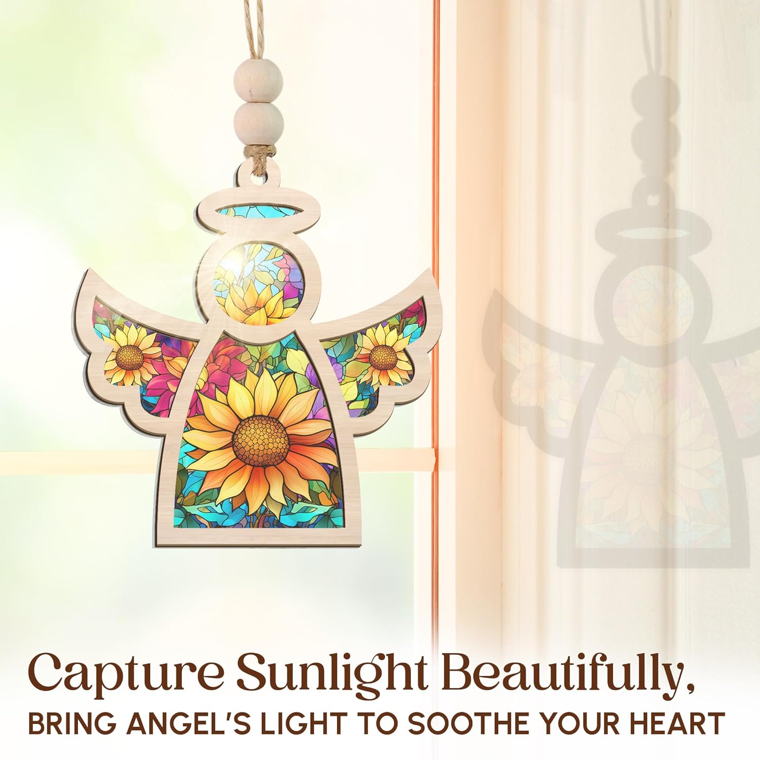 Sympathy Gifts for Loss of Loved One - Guardian Angel Suncatcher Ornament with Card 
