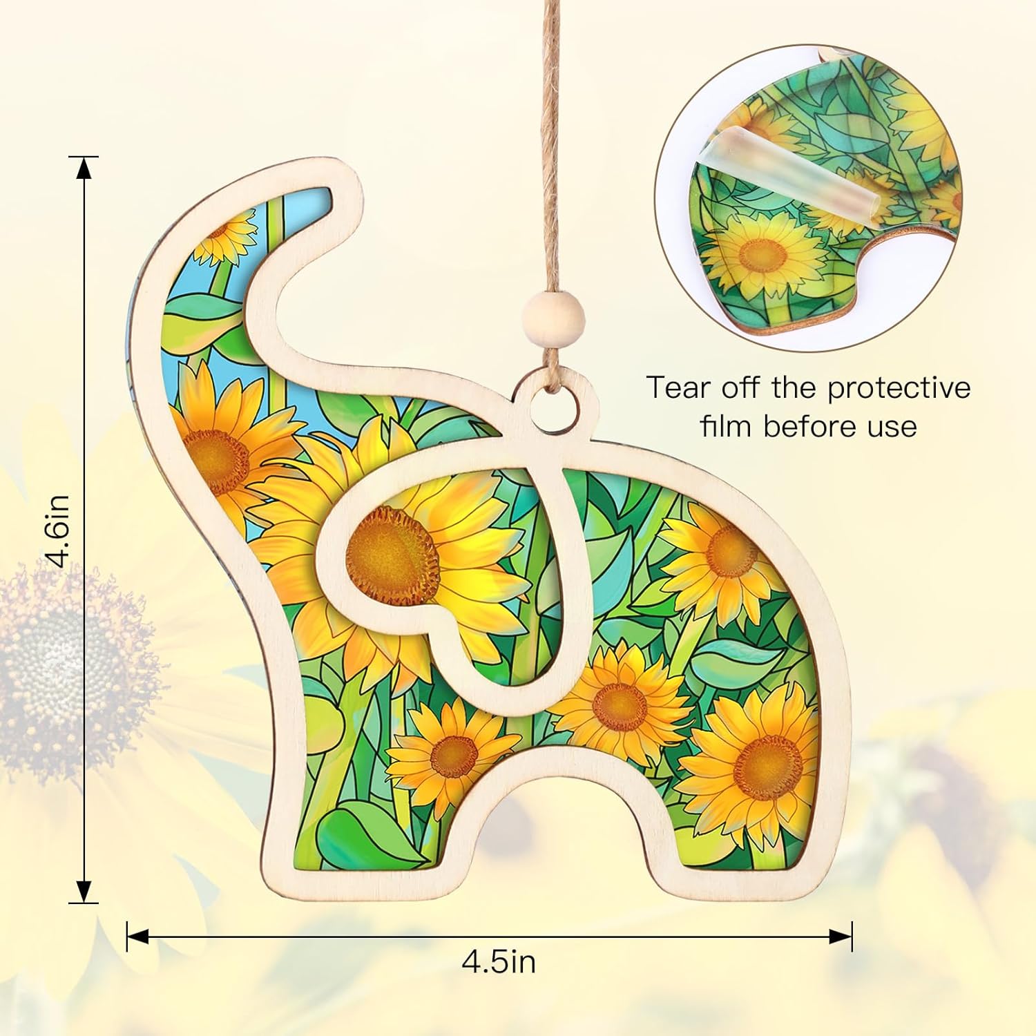 Friendship Elephant Sunflower Ornament with Story Card
