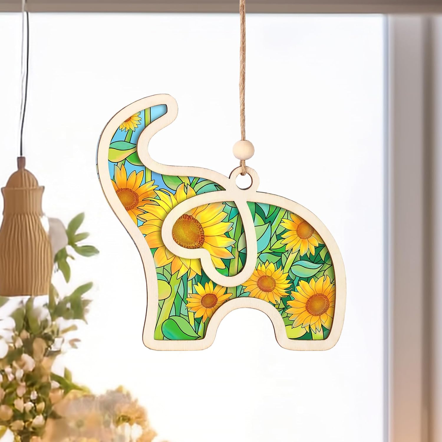 Friendship Elephant Sunflower Ornament with Story Card