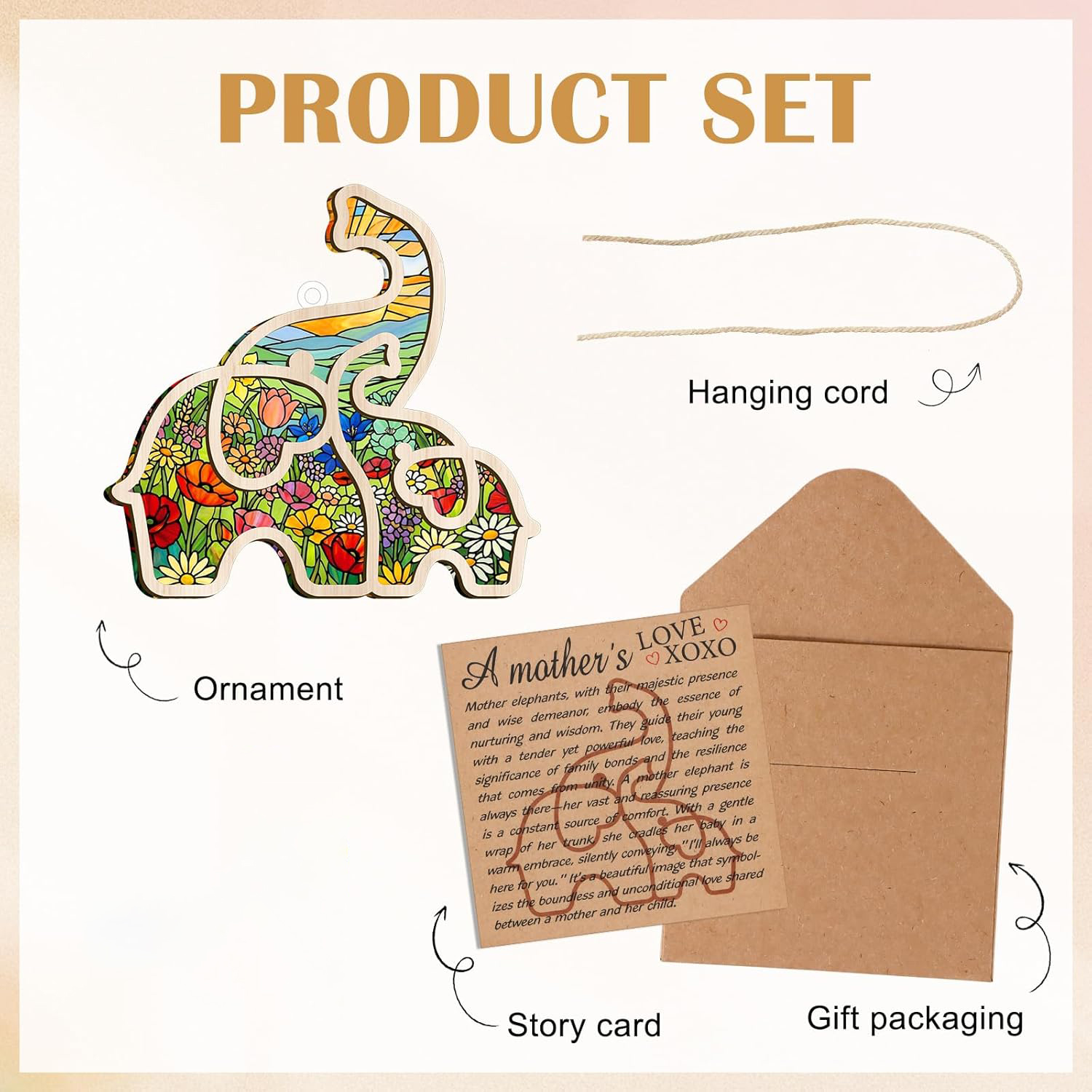Mother‘s Day - Mom Elephant Ornament with Story Card