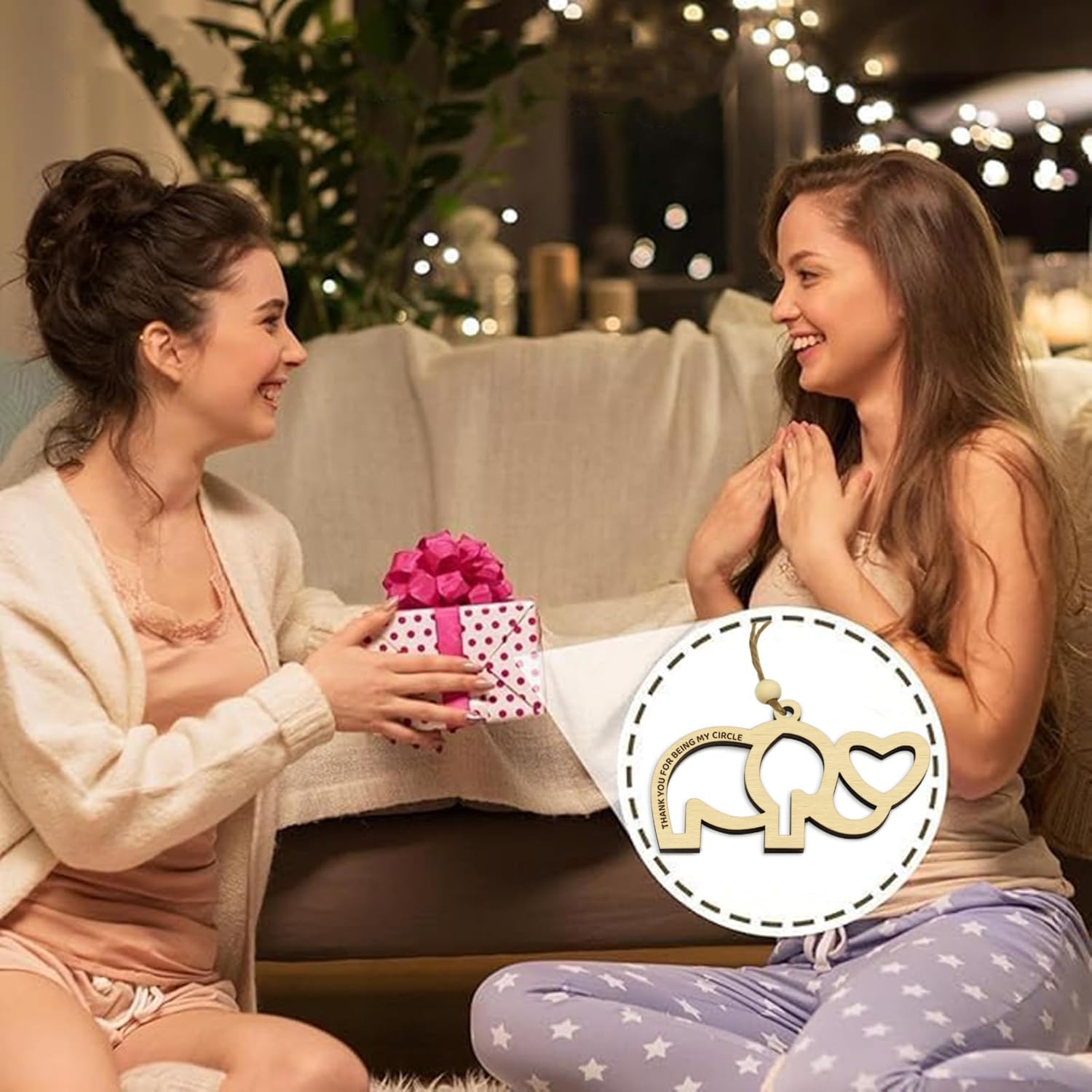 Sisterhood Elephant Ornament 10Pcs - Wooden Friendship Elephant with Story Card, Perfect for Celebrating Women's Tribe and Sisterhood Sisterhood & Friendship Elephant Gift Elephant Ornament