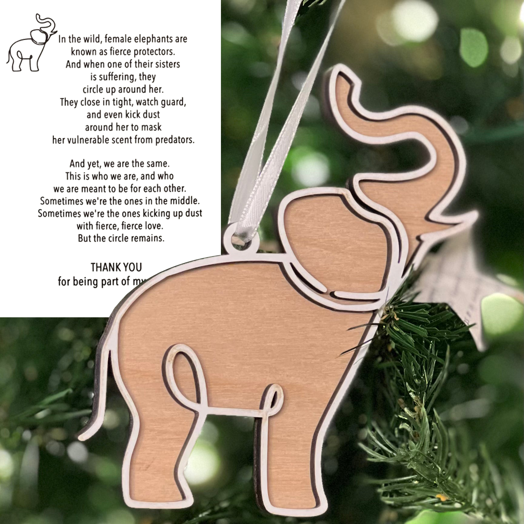 Female Friendship Elephant Ornament