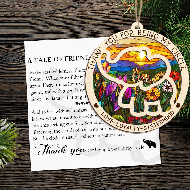 Elephant Friendship Suncatcher Ornament - Sisterhood Ornament