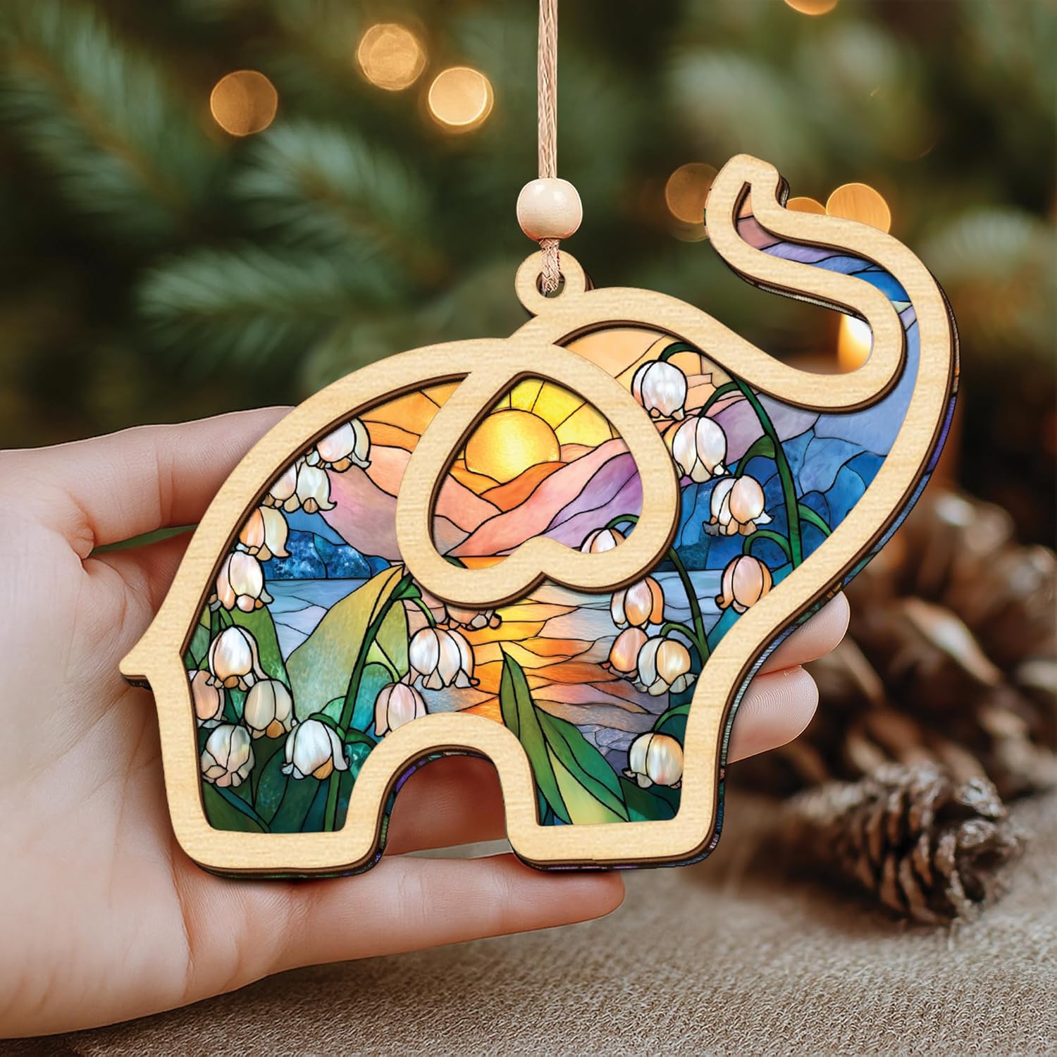 Birth Month Flower Sisterhood Elephant Ornament with Story Card 