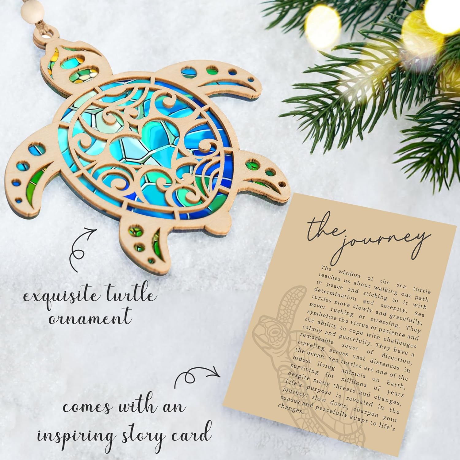 Sea Turtle Suncatcher Ornament with Story Card - Friendship Gifts 