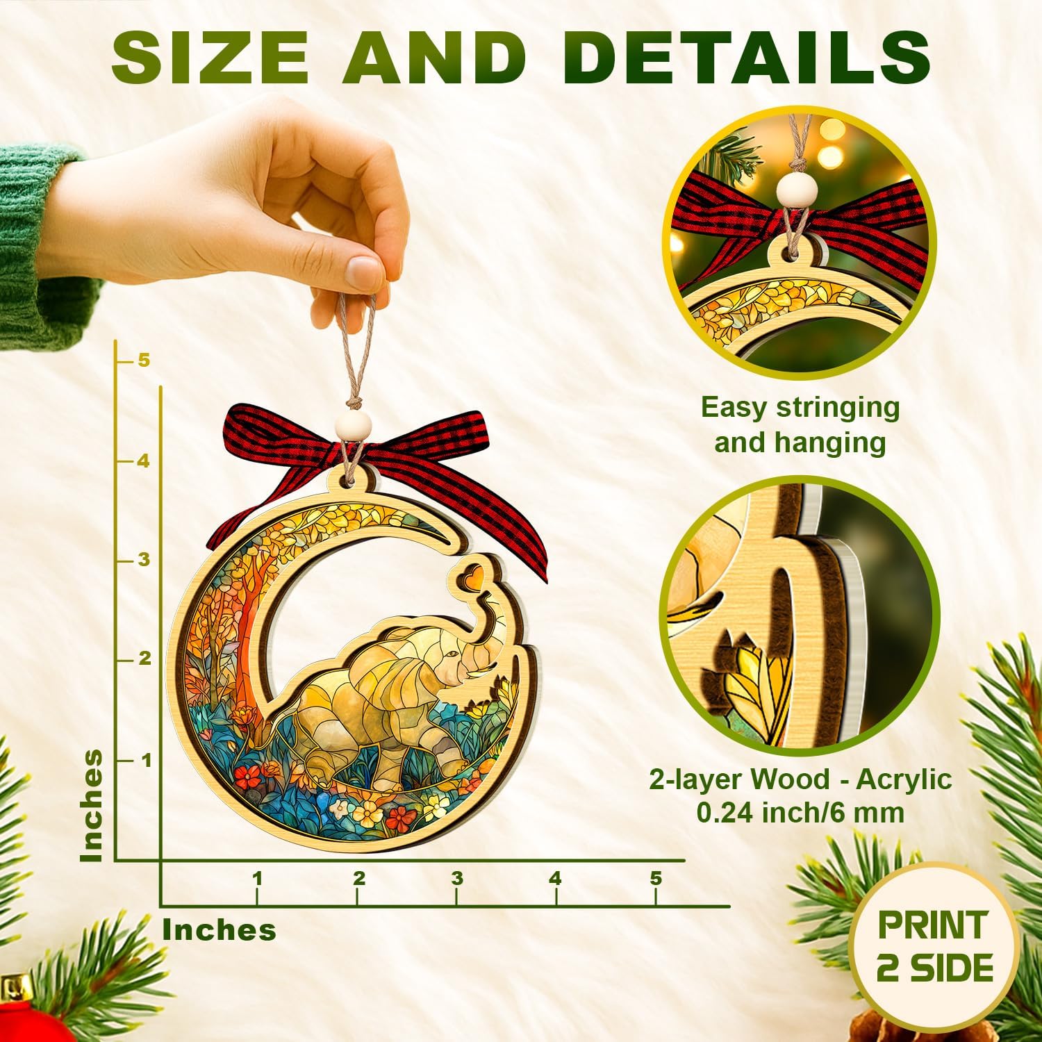 Moon Elephants Ornament - Friendship gift