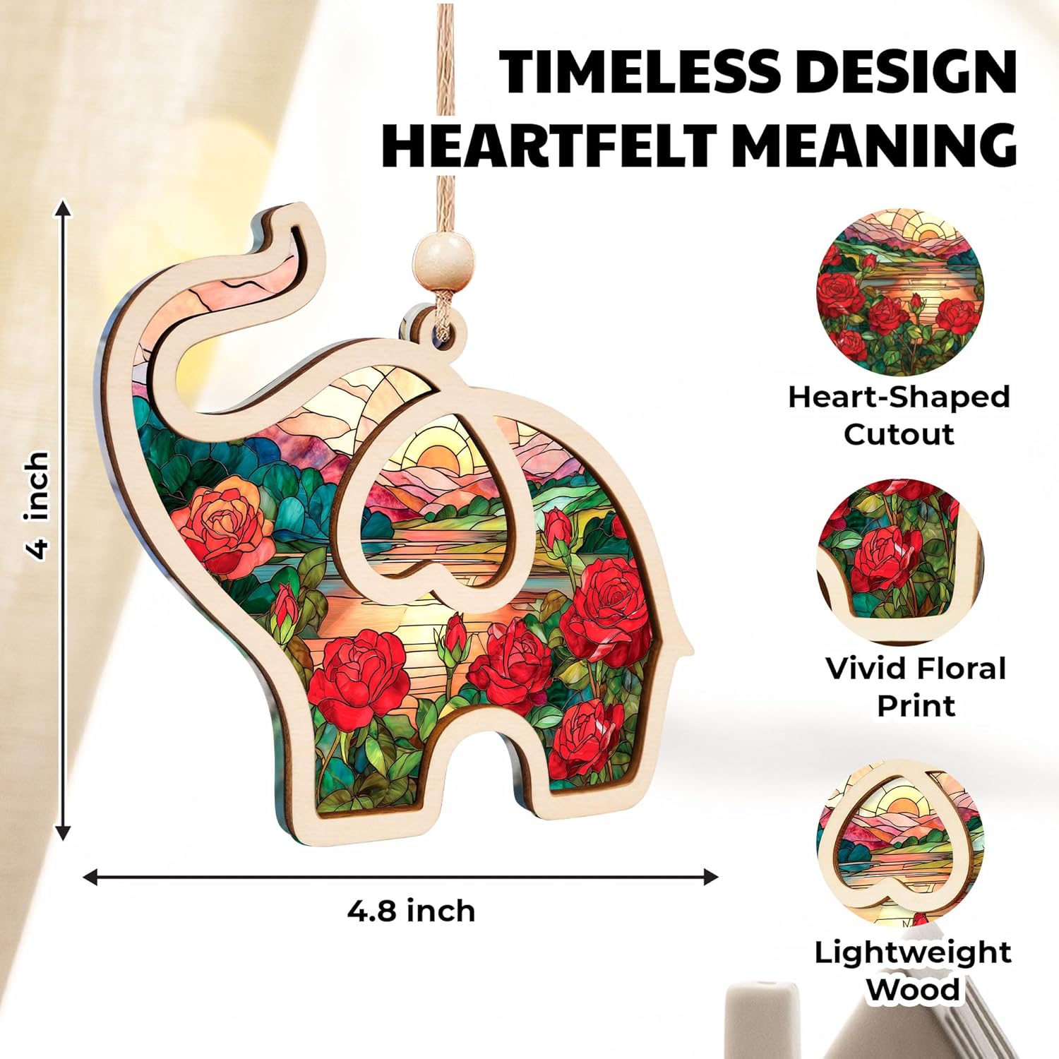 Birth Month Flower Sisterhood Elephant Ornament with Story Card 