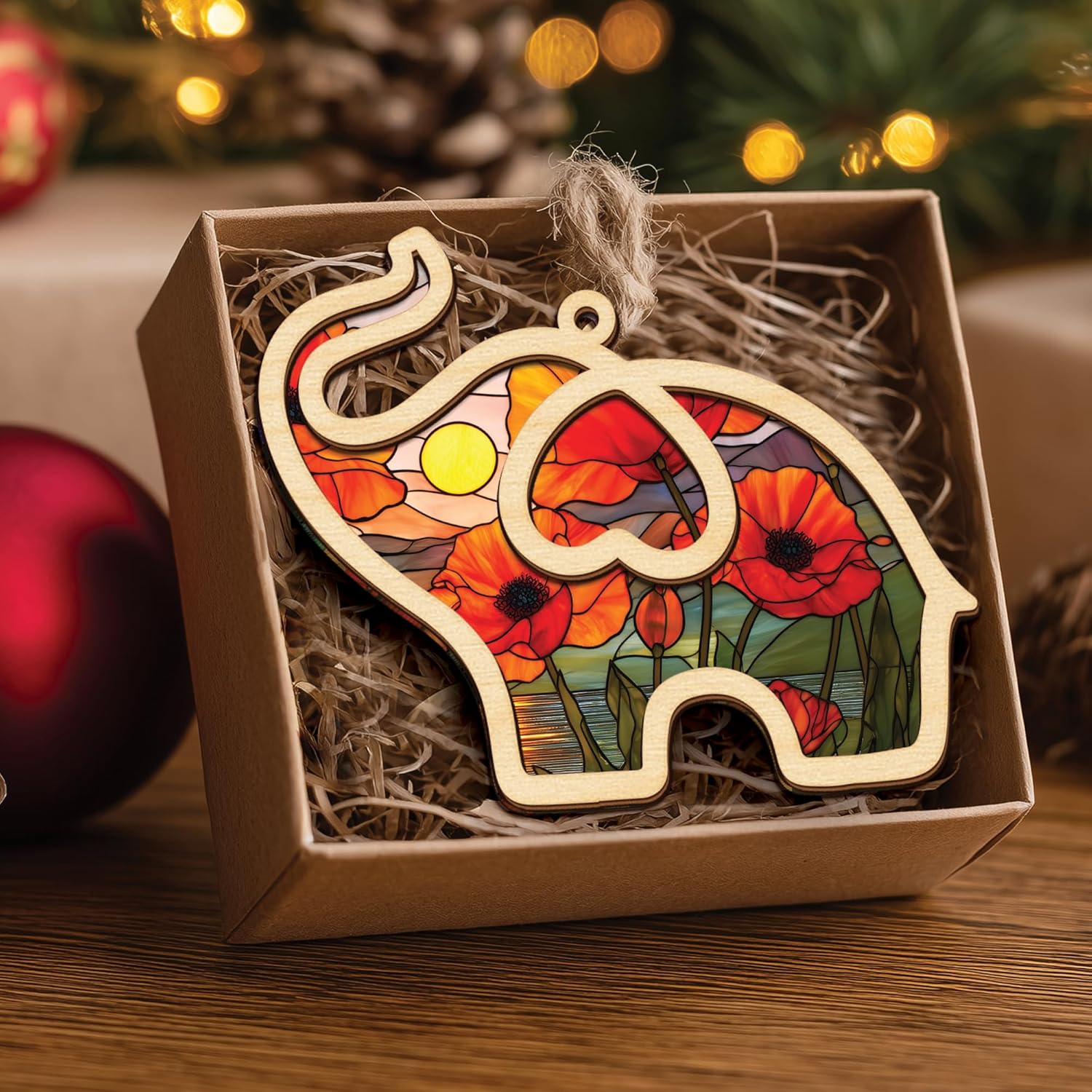 Birth Month Flower Sisterhood Elephant Ornament with Story Card 