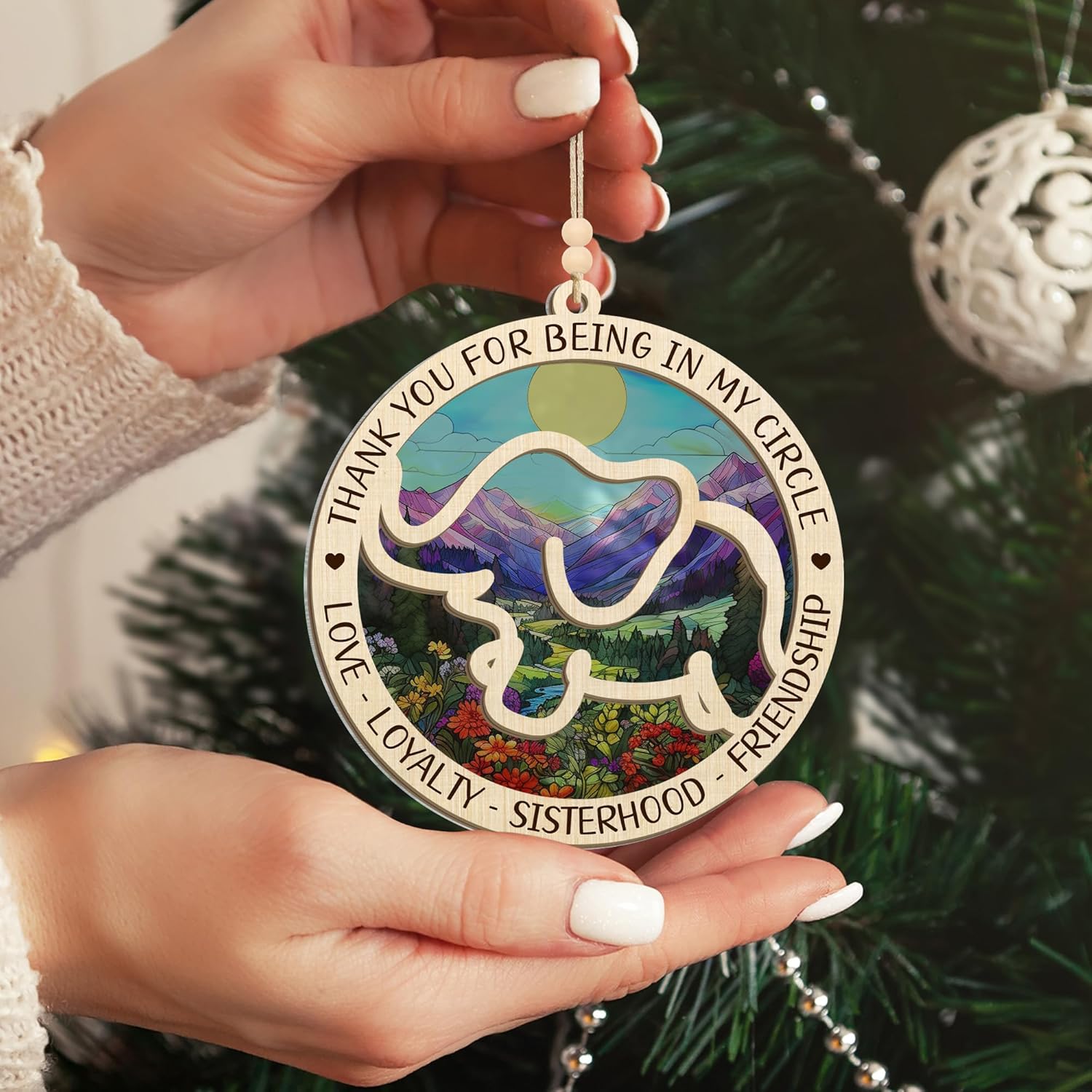 GEEMBI Elephant Gifts for Women - Christmas Ornaments 2024, Sister, Friend Birthday Gifts for Women, Friendship Gifts for Friends, Sister, Women - Christmas Decorations Suncatcher Ornaments with Card