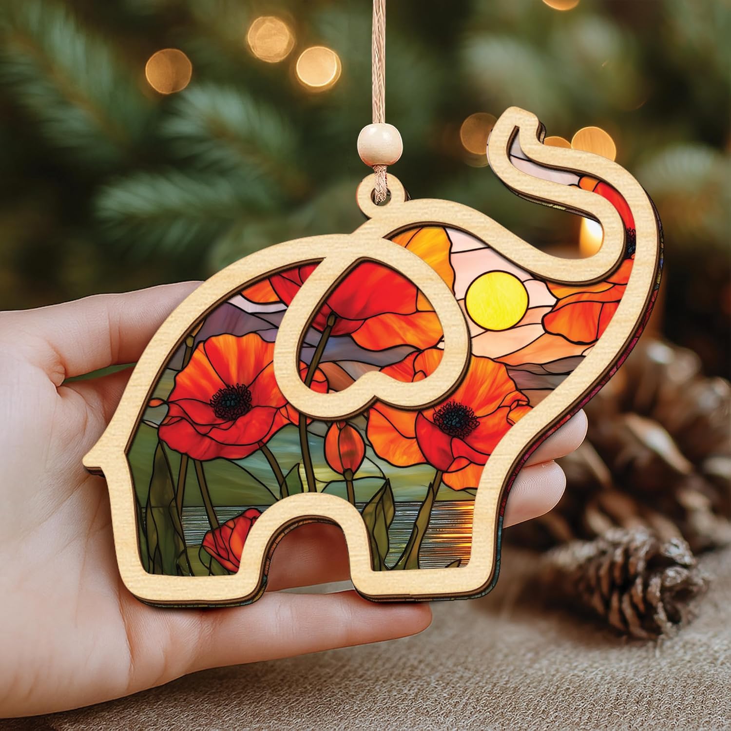 Birth Month Flower Sisterhood Elephant Ornament with Story Card 