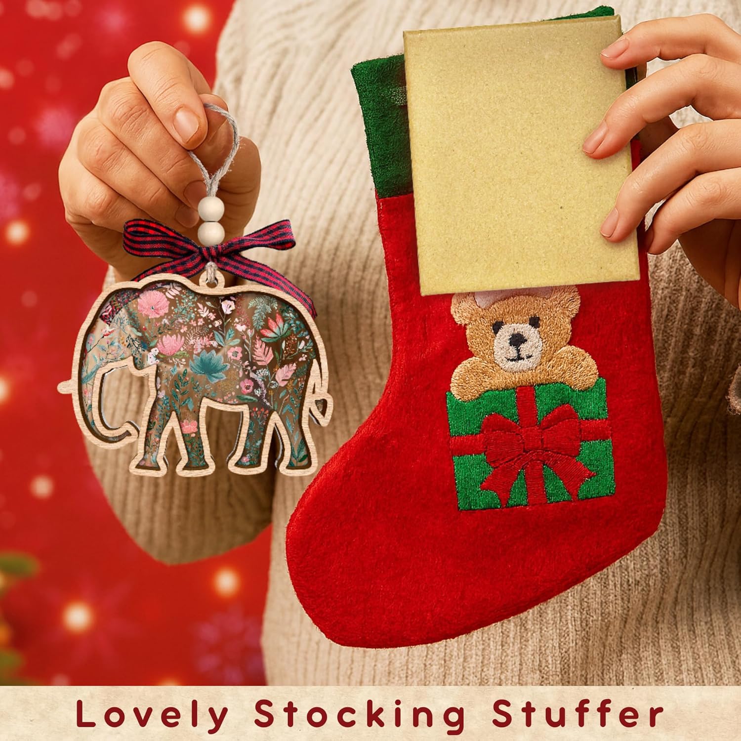 Elephant Ornaments Best Friend Friendship Gifts - Wood Ornament & Card