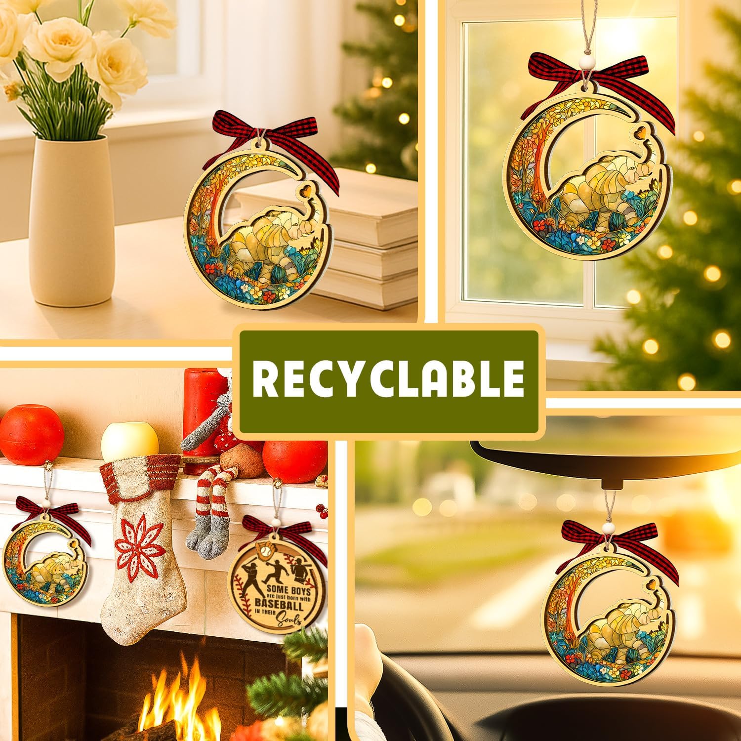 Moon Elephants Ornament - Friendship gift