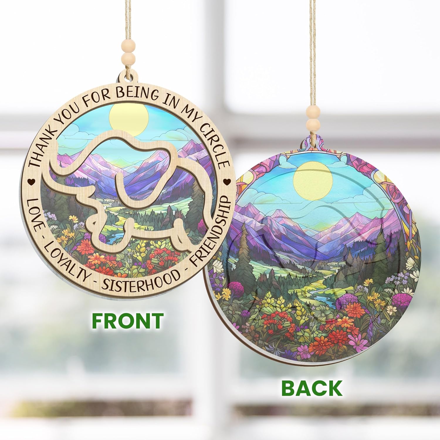 GEEMBI Elephant Gifts for Women - Christmas Ornaments 2024, Sister, Friend Birthday Gifts for Women, Friendship Gifts for Friends, Sister, Women - Christmas Decorations Suncatcher Ornaments with Card