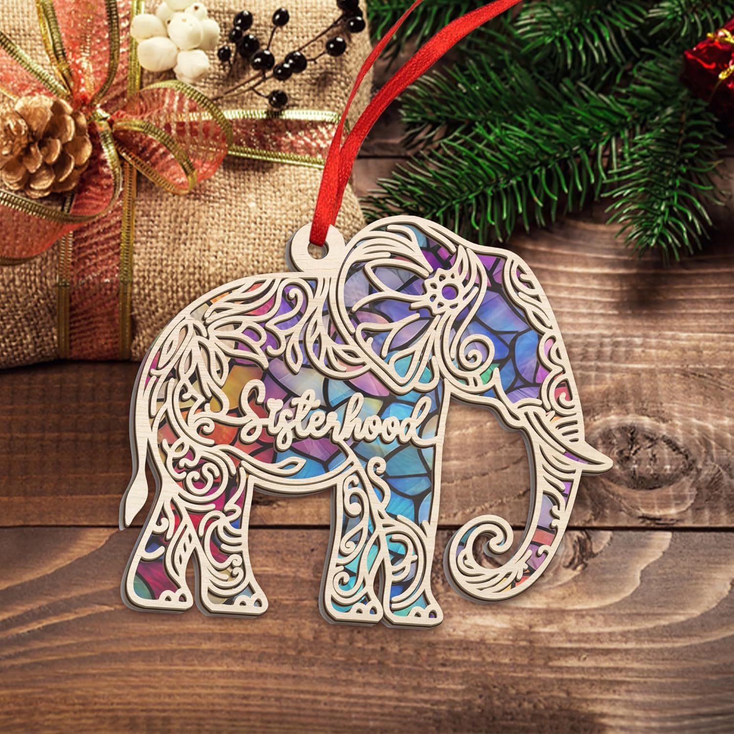 Thank You Elephant Friendship - Suncatcher Ornaments Sisterhood with Card 