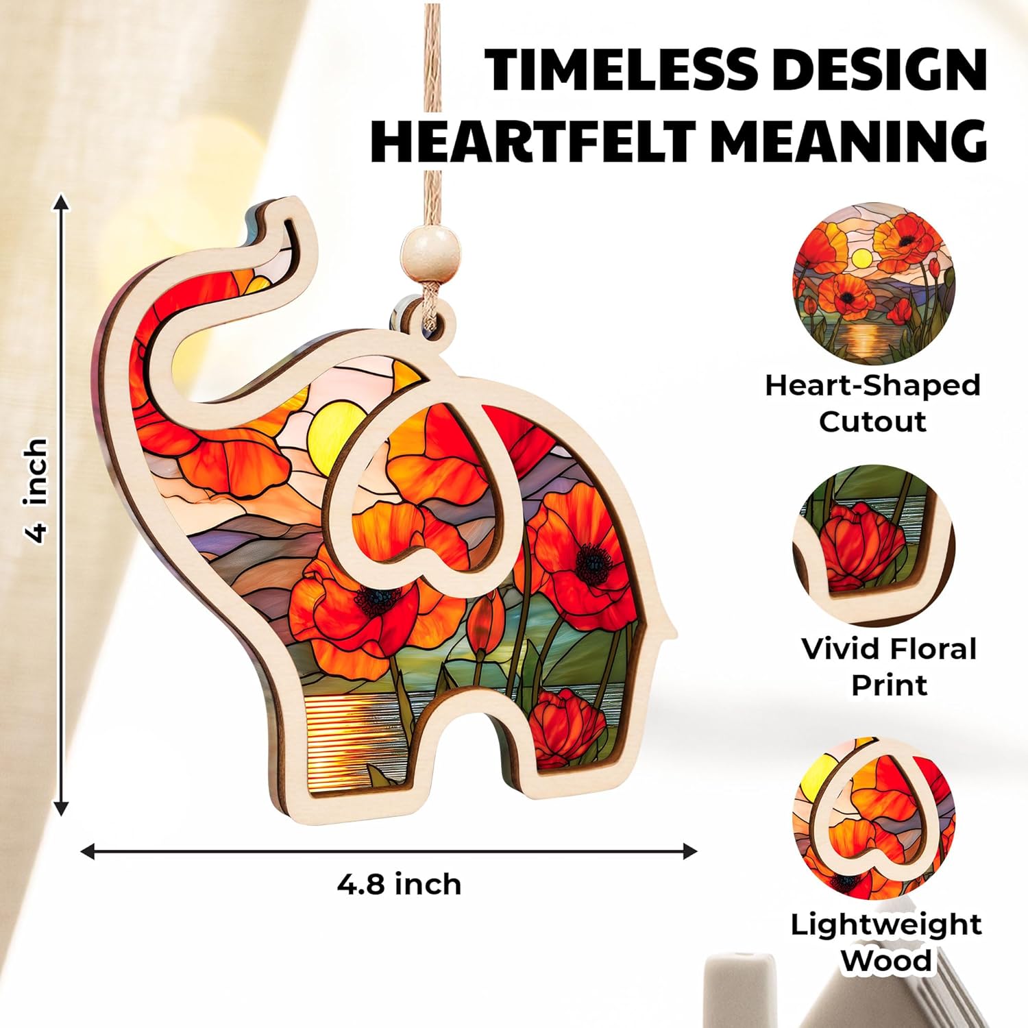 Birth Month Flower Sisterhood Elephant Ornament with Story Card 