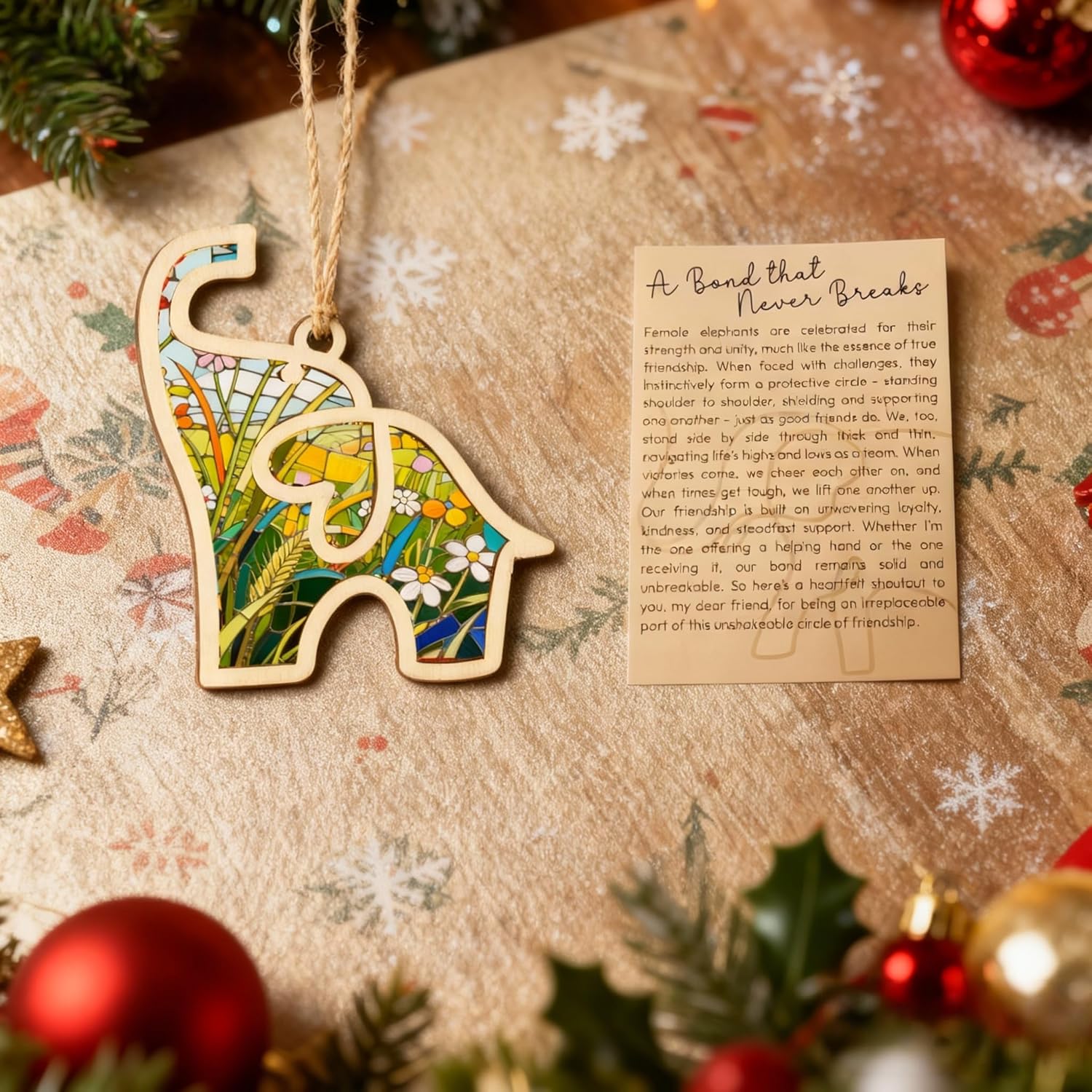 Friendship Elephant Ornament with Story Card for Women
