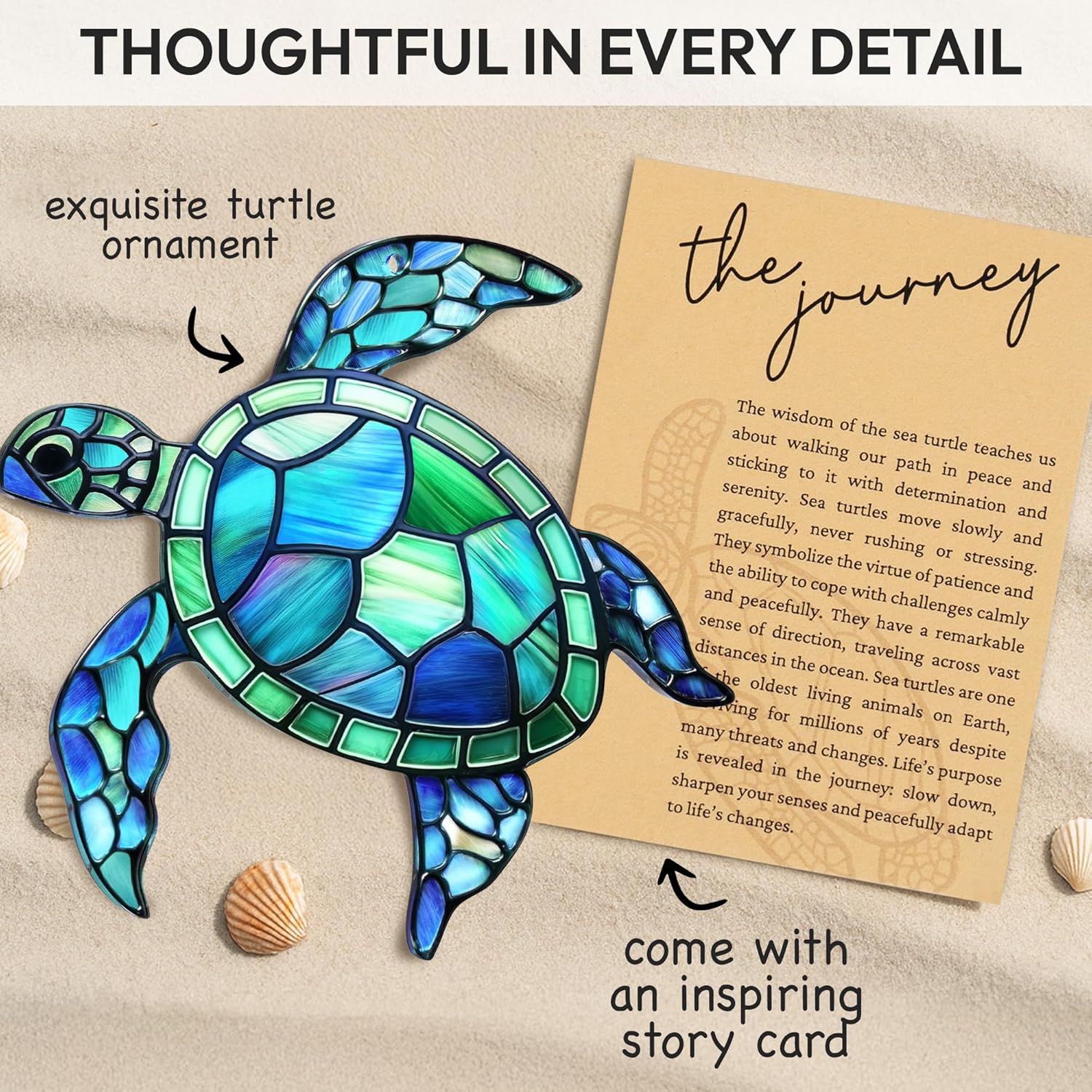 Sea Turtle Acrylic Suncatcher Ornament with Story Card