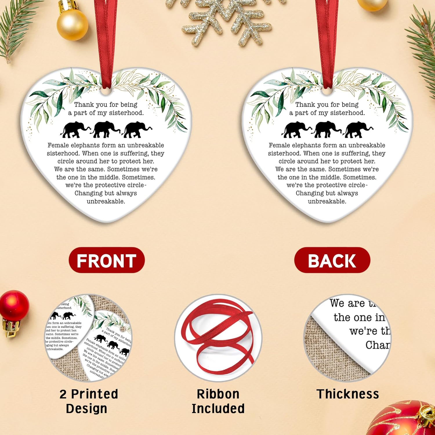 My Tribe Elephant Sisterhood Heart Ornament 