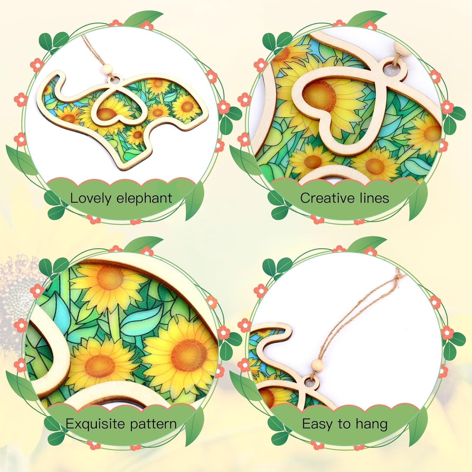 Friendship Elephant Sunflower Ornament with Story Card