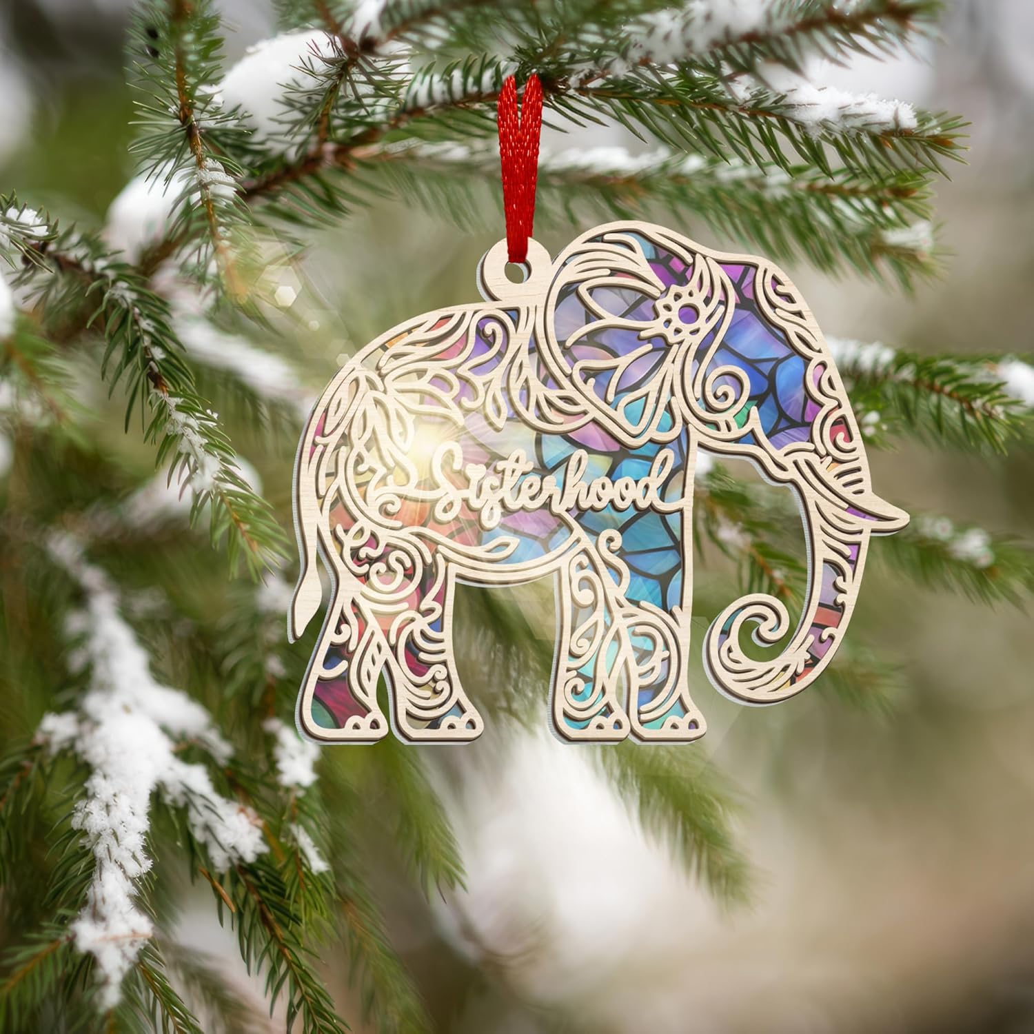 Thank You Elephant Friendship - Suncatcher Ornaments Sisterhood with Card 