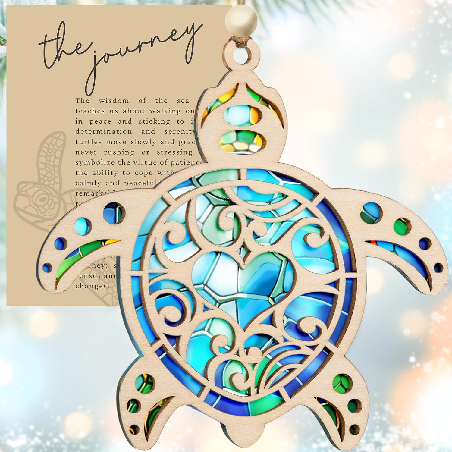 Sea Turtle Suncatcher Ornament with Story Card - Friendship Gifts 
