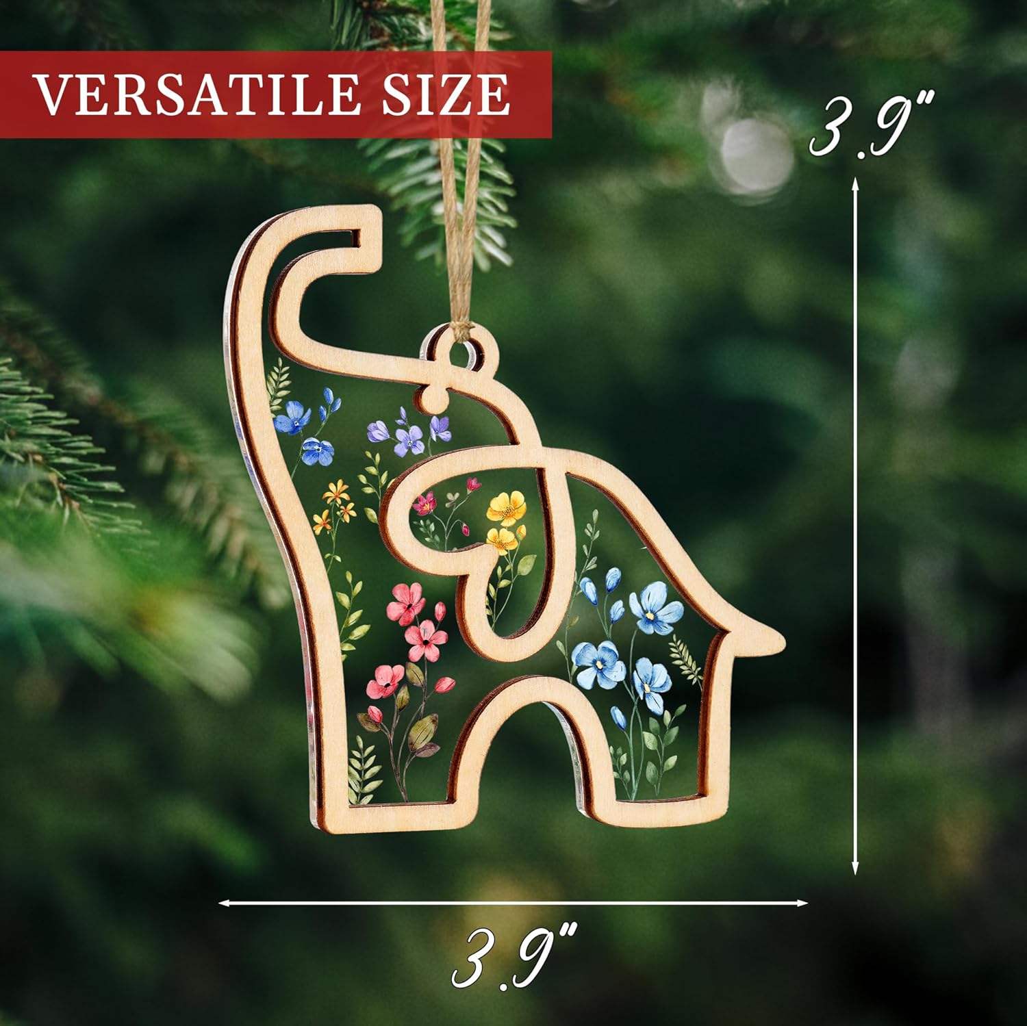 Friendship Suncatcher (Flower) Elephant Ornament with Story Card