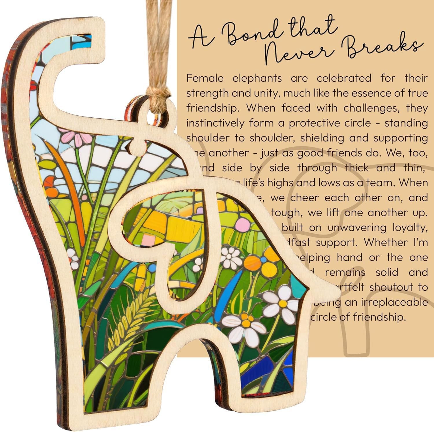 Friendship Elephant Ornament with Story Card for Women