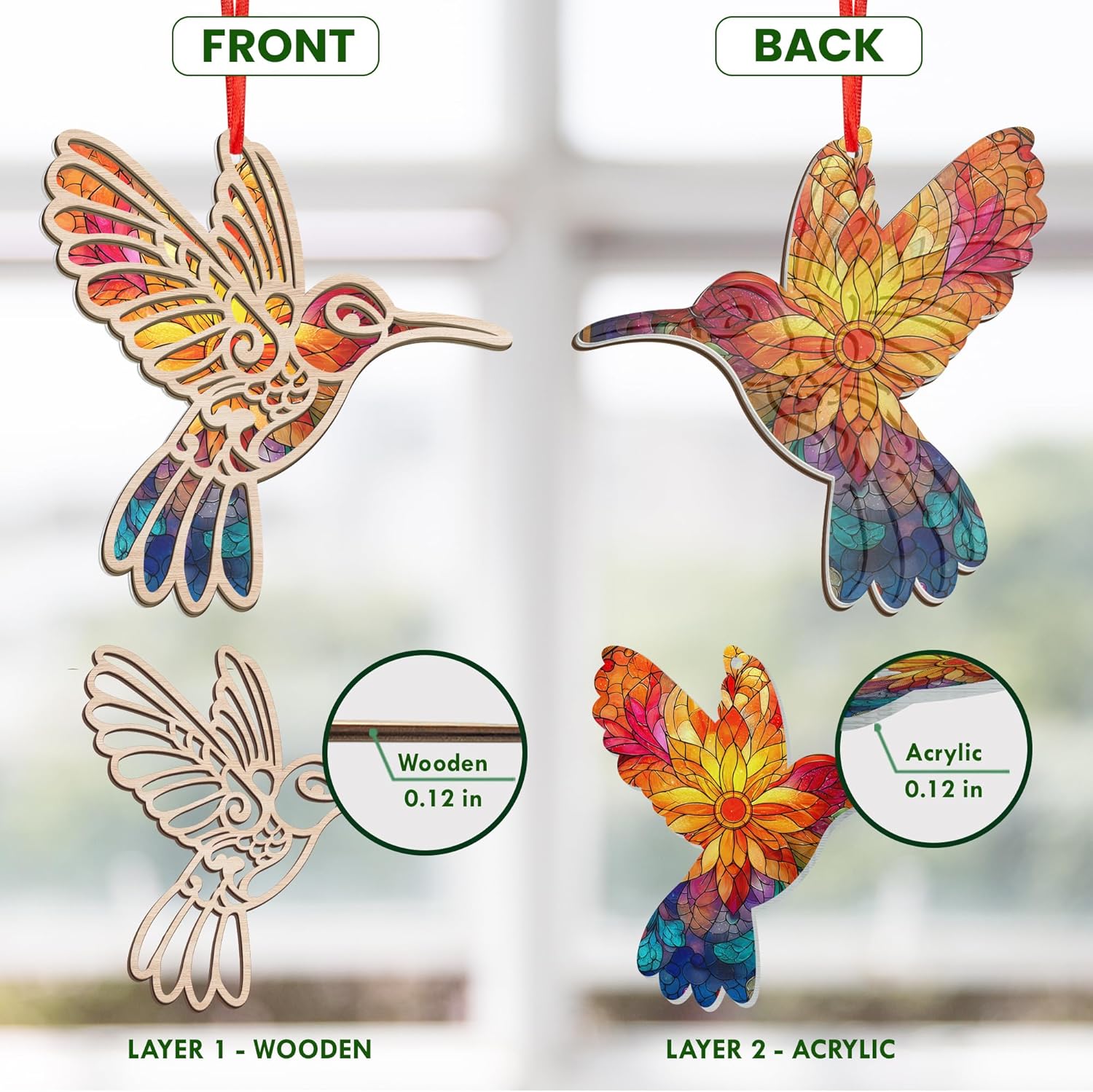 Hummingbird Suncatcher Ornaments with Card