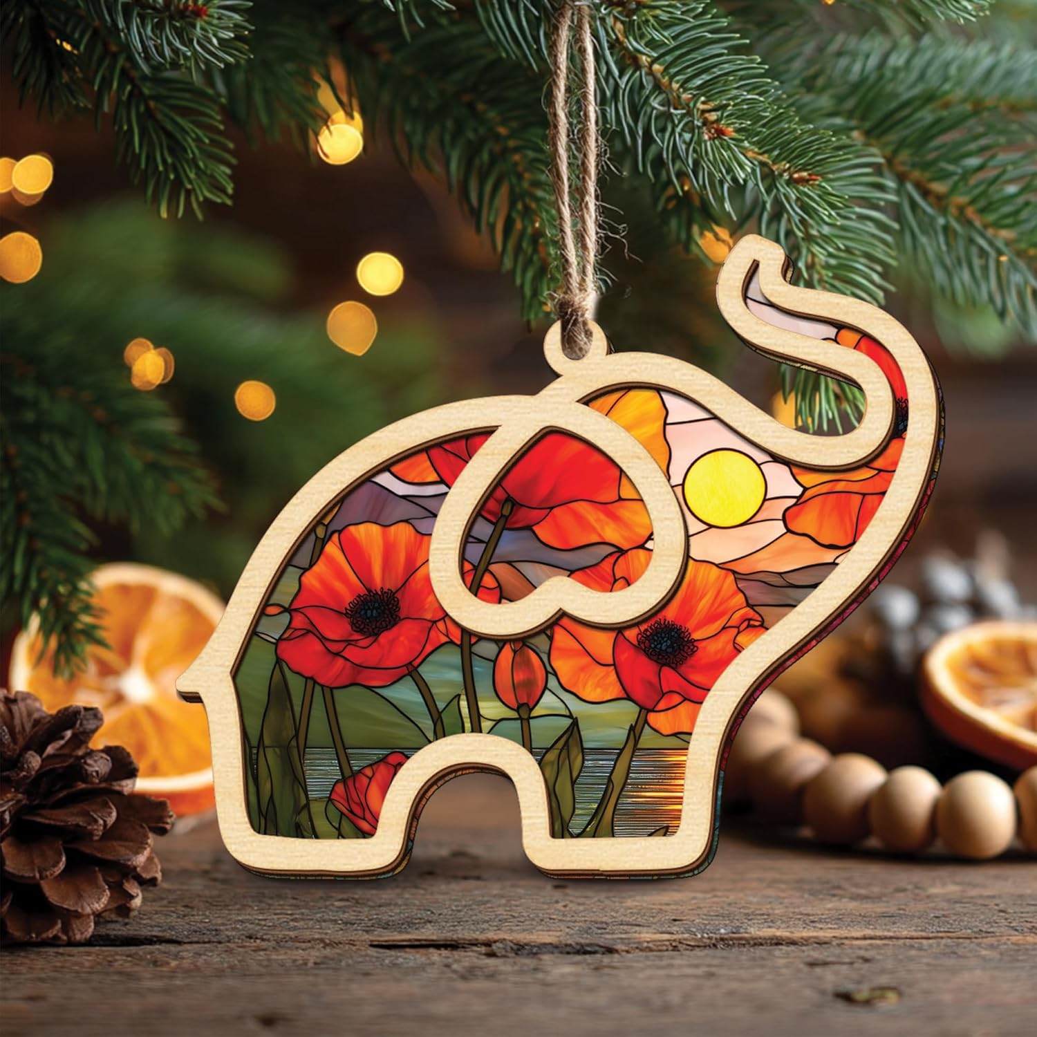 Birth Month Flower Sisterhood Elephant Ornament with Story Card 