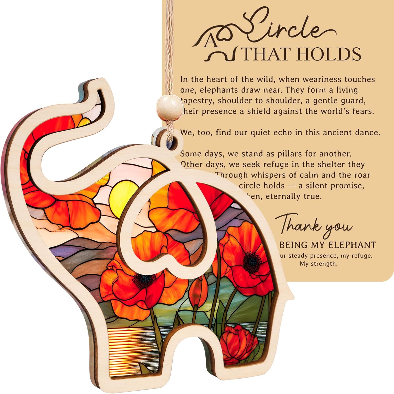 Birth Month Flower Sisterhood Elephant Ornament with Story Card 