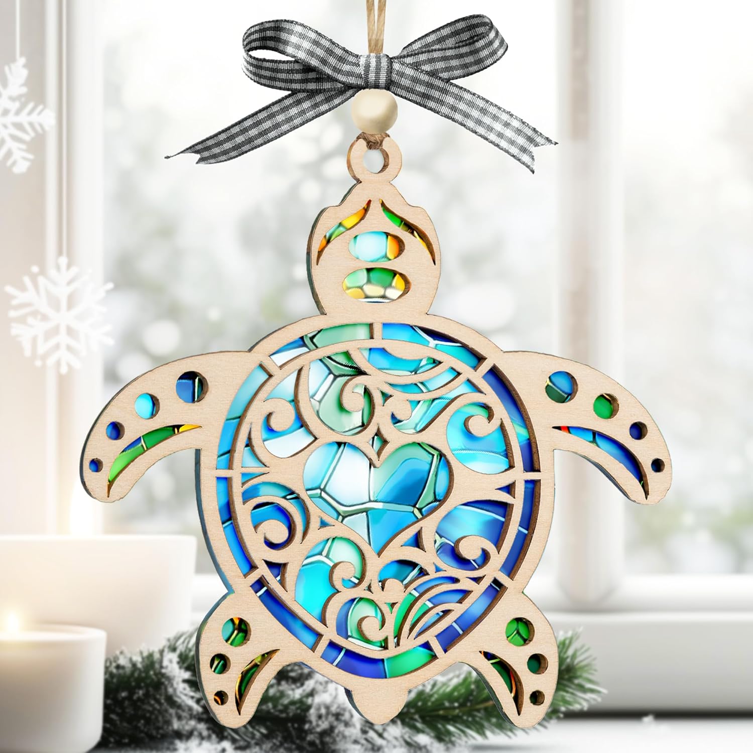 Sea Turtle Suncatcher Ornament with Story Card - Friendship Gifts 