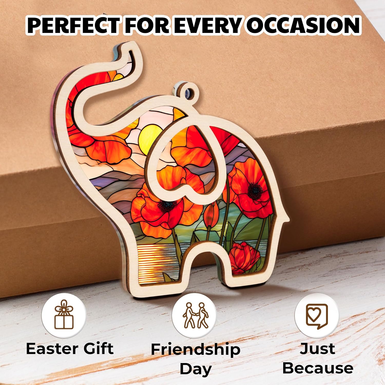 Birth Month Flower Sisterhood Elephant Ornament with Story Card 