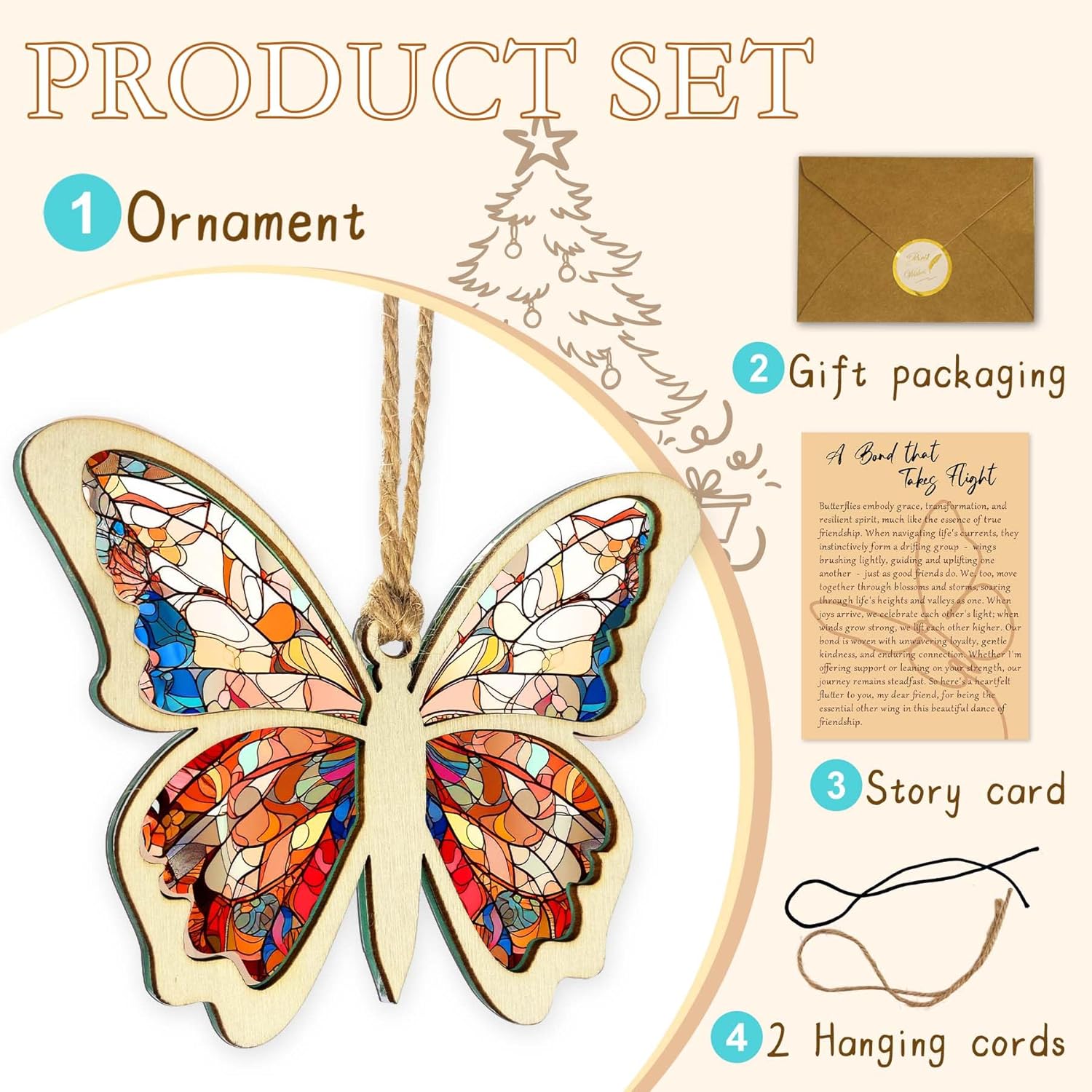 Friendship Butterfly Ornament with Story Card - Friend Gifts