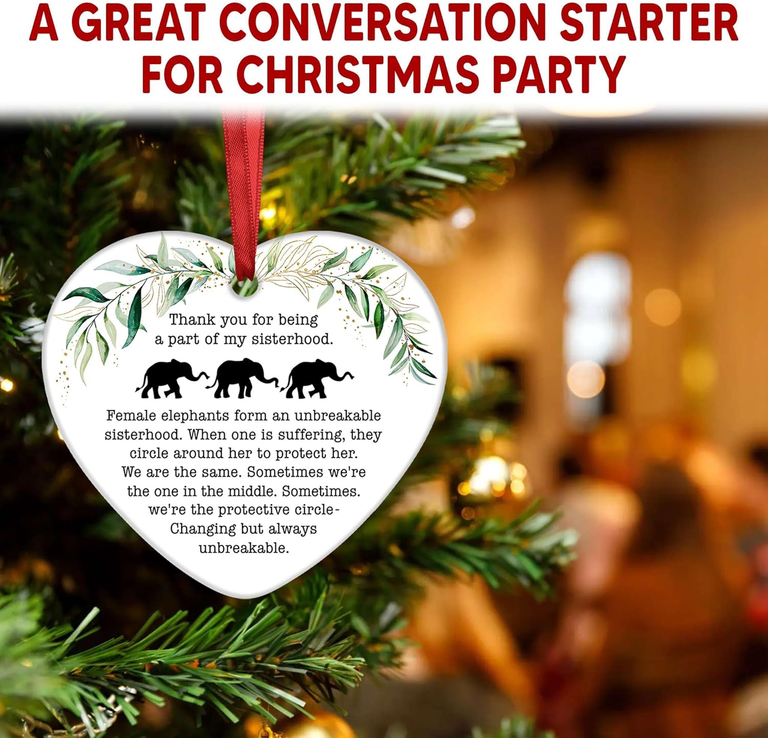 My Tribe Elephant Sisterhood Heart Ornament 