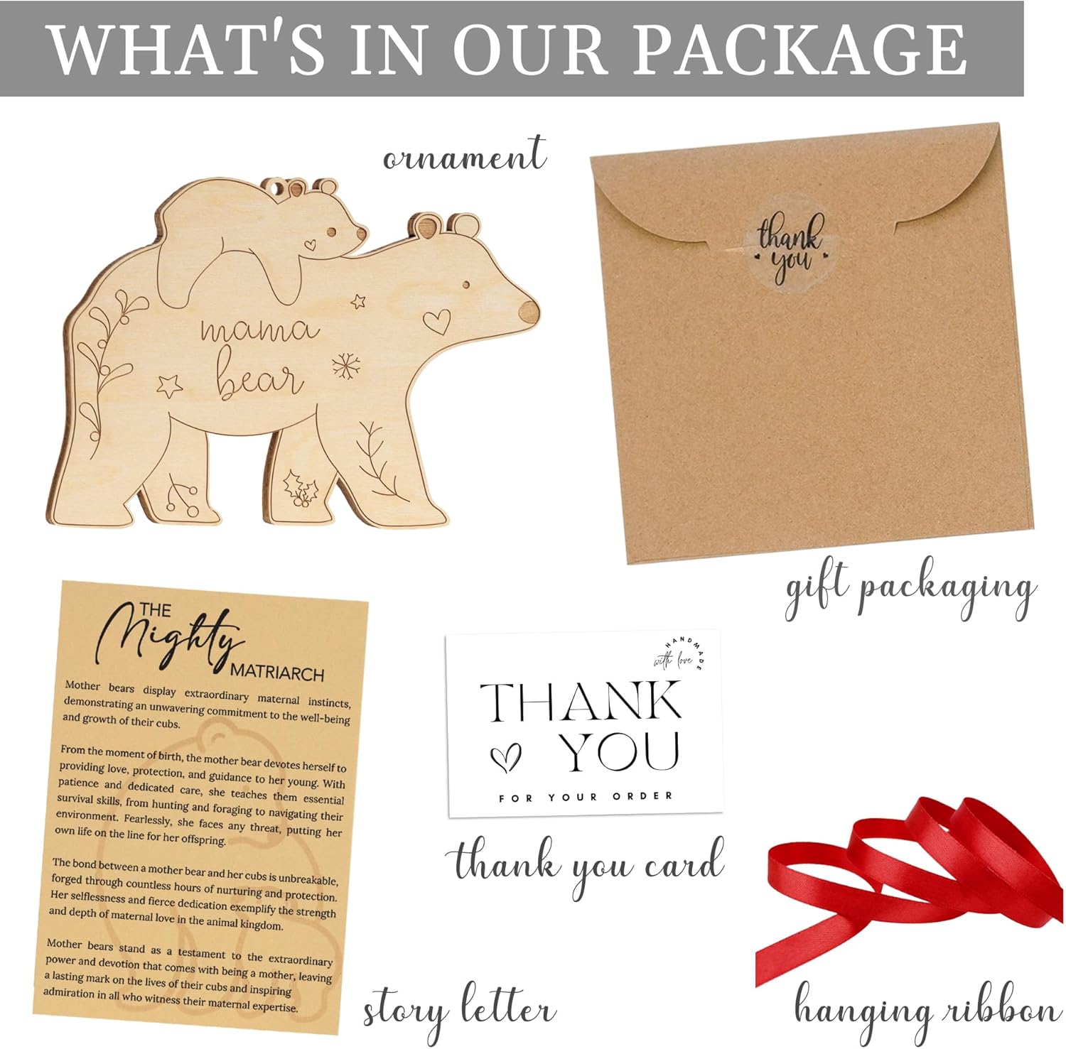 Mama Bear Wooden Ornament with Story Card