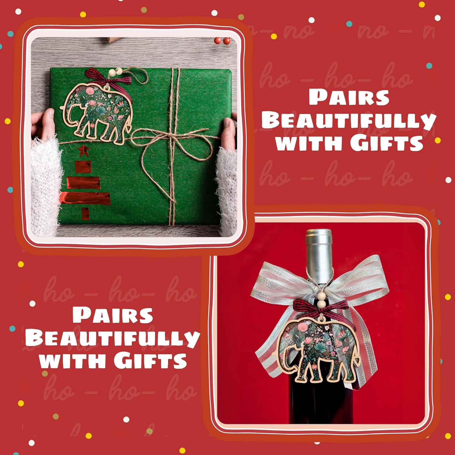 Elephant Ornaments Best Friend Friendship Gifts - Wood Ornament & Card