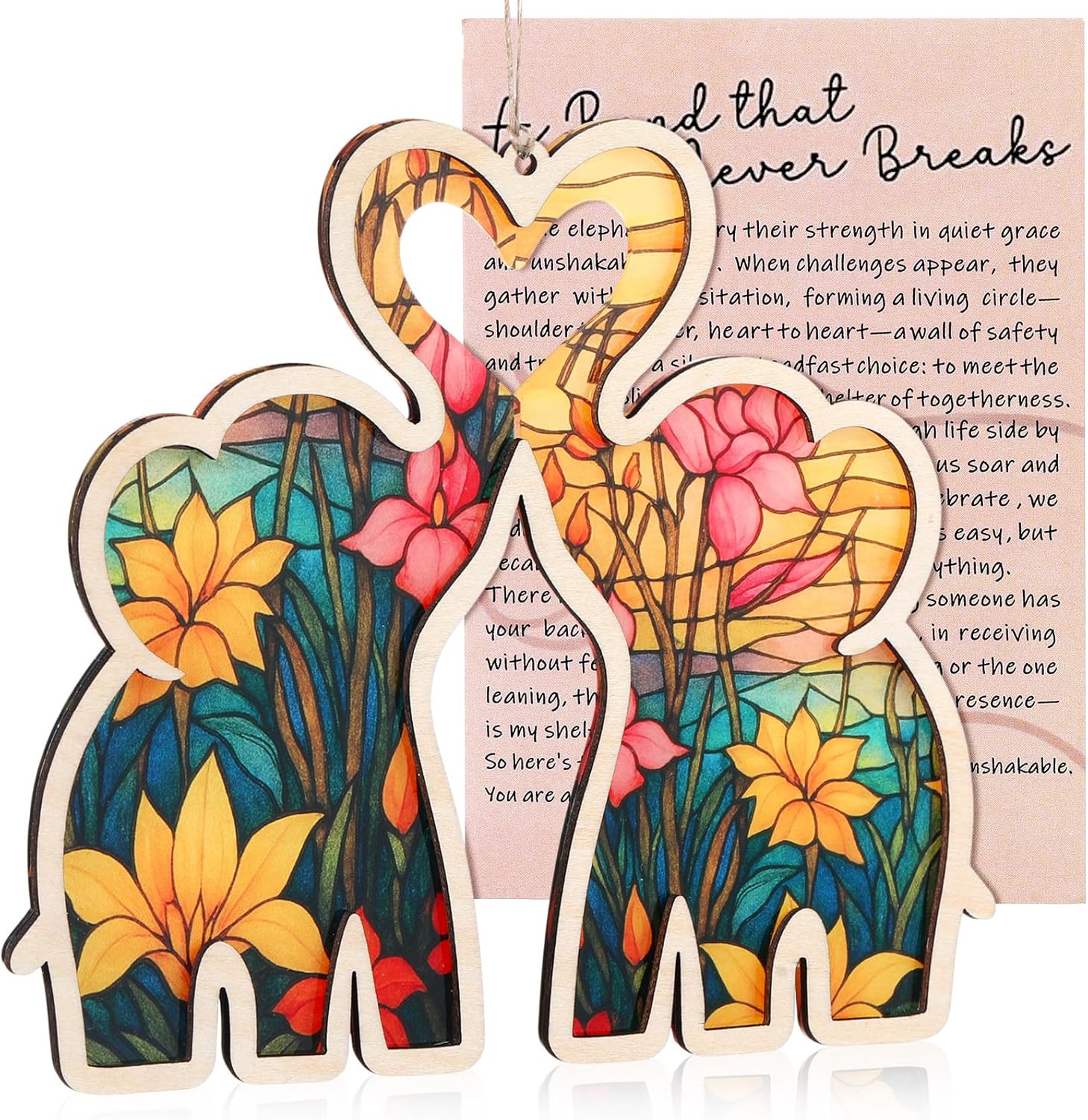  Elephant Friendship Heart Ornament with Story Card-Friend Birthday Gifts