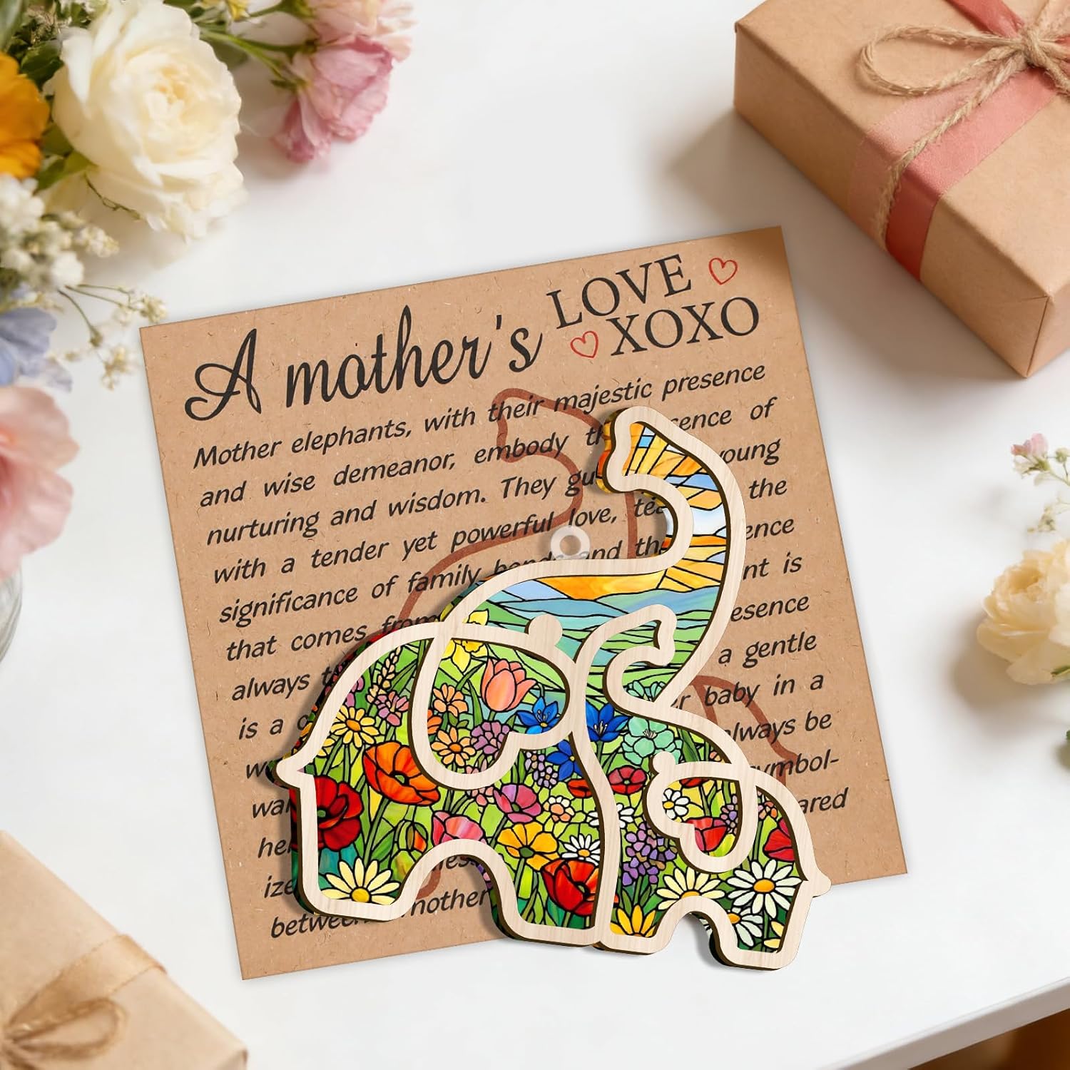 Mother‘s Day - Mom Elephant Ornament with Story Card