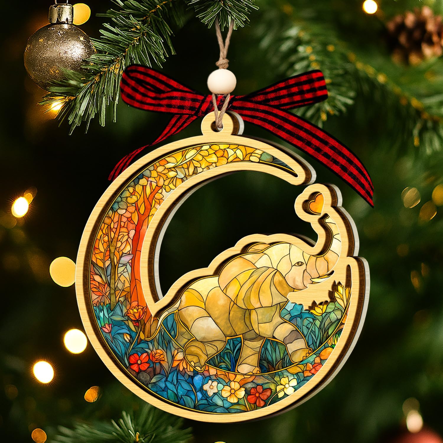 Moon Elephants Ornament - Friendship gift