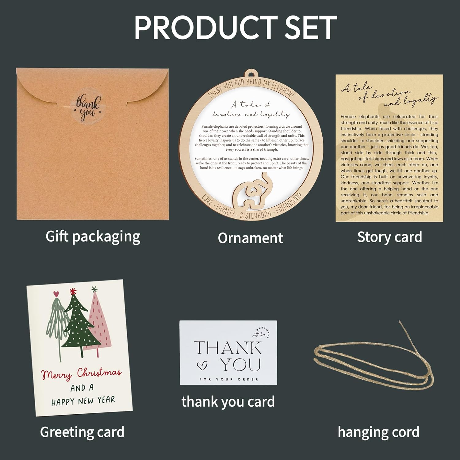 Friendship Elephant Ornament with Story Card • Friendship Gifts for Best Friends and Sisters