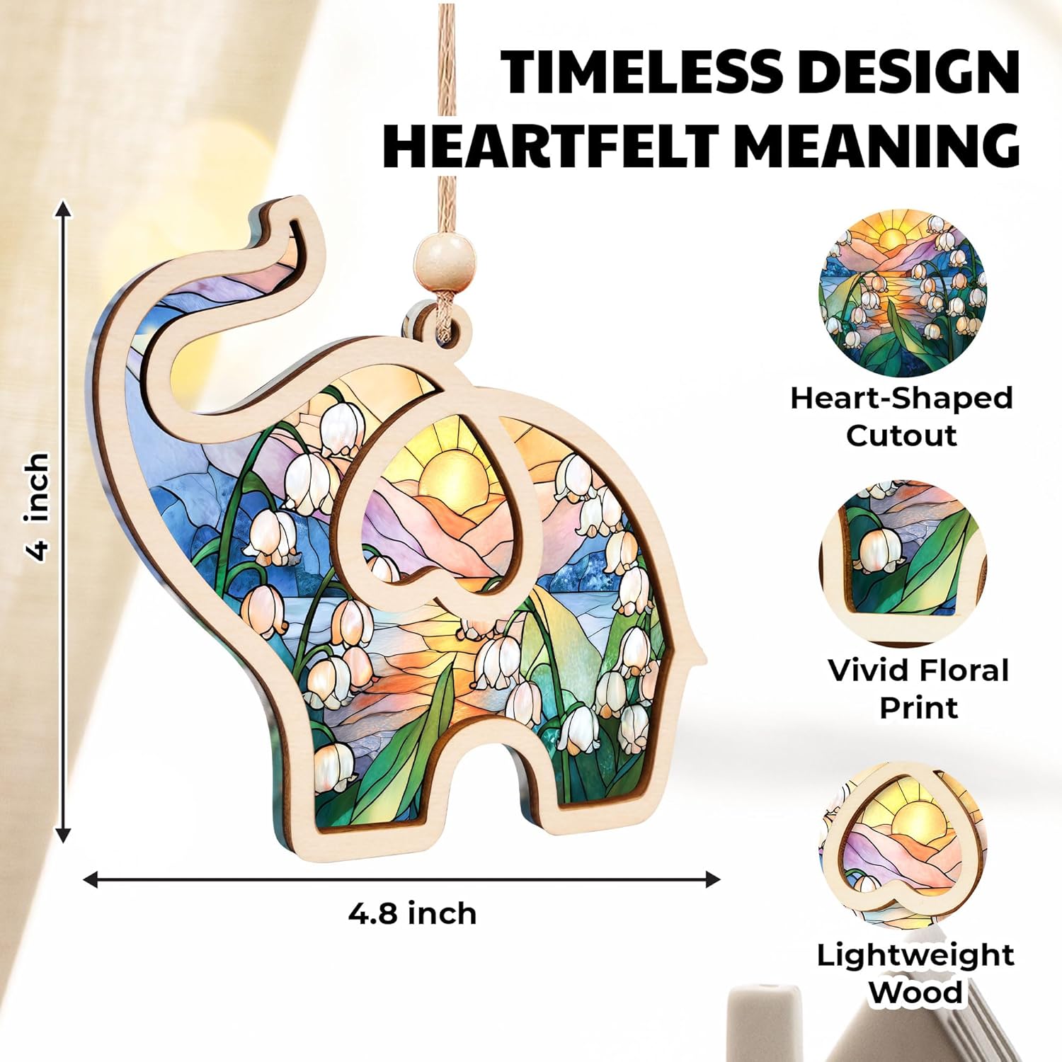 Birth Month Flower Sisterhood Elephant Ornament with Story Card 